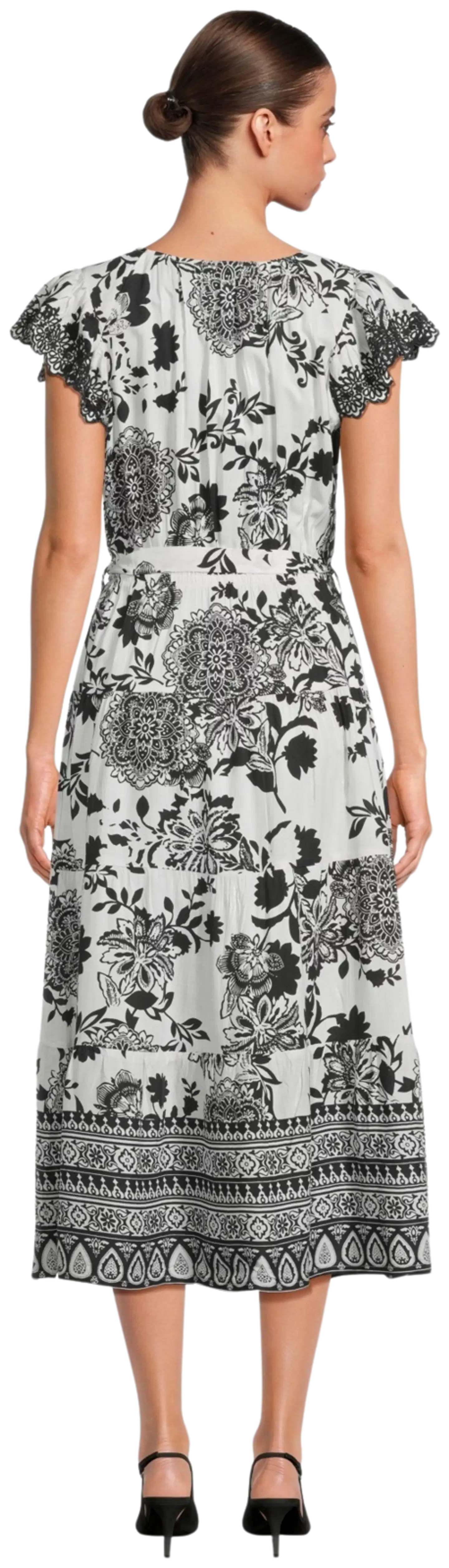 Margaux Riviera naisten mekko POPLIN-04 - WHITE & BLACK AOP - 3