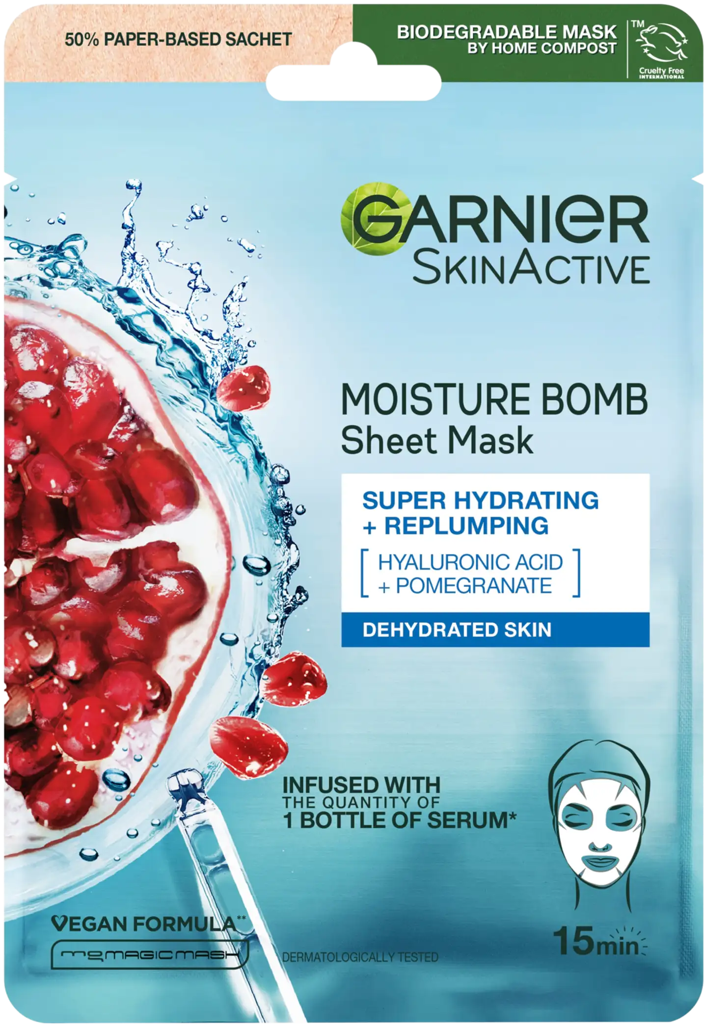 Garnier SkinActive Moisture Bomb kosteuttava kangasnaamio kasvoille 28g