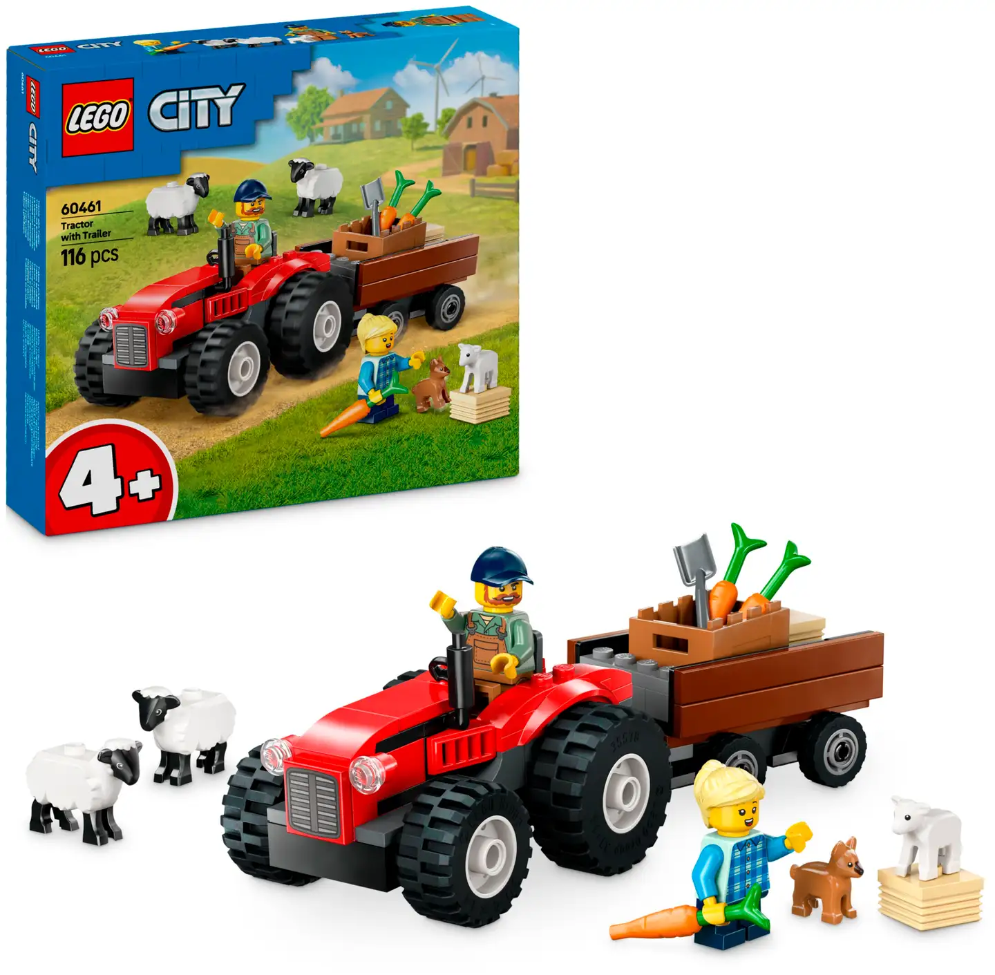 LEGO® City Great Vehicles 60461 Maatilan punainen traktori, peräkärry ja lampaat - 1