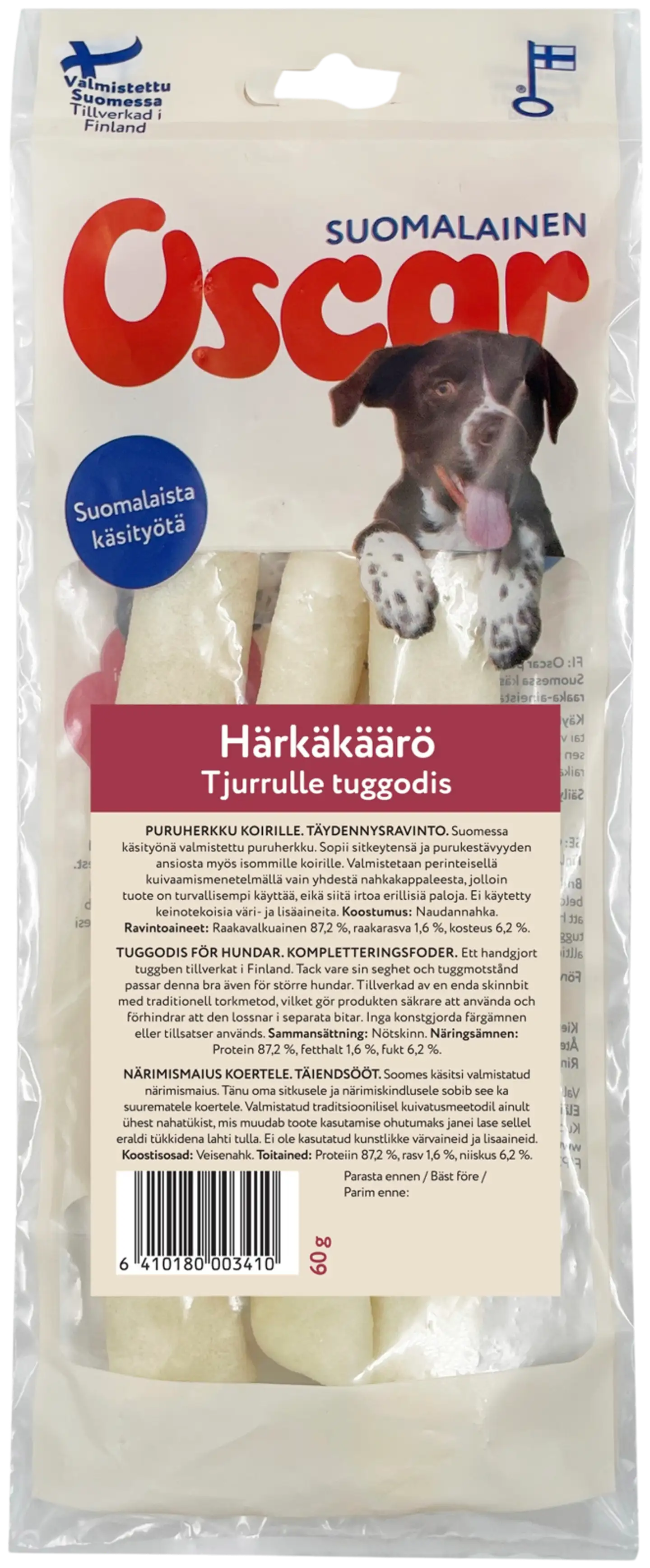 Oscar Härkäkäärö puruherkku 60 g (3 kpl), koirille