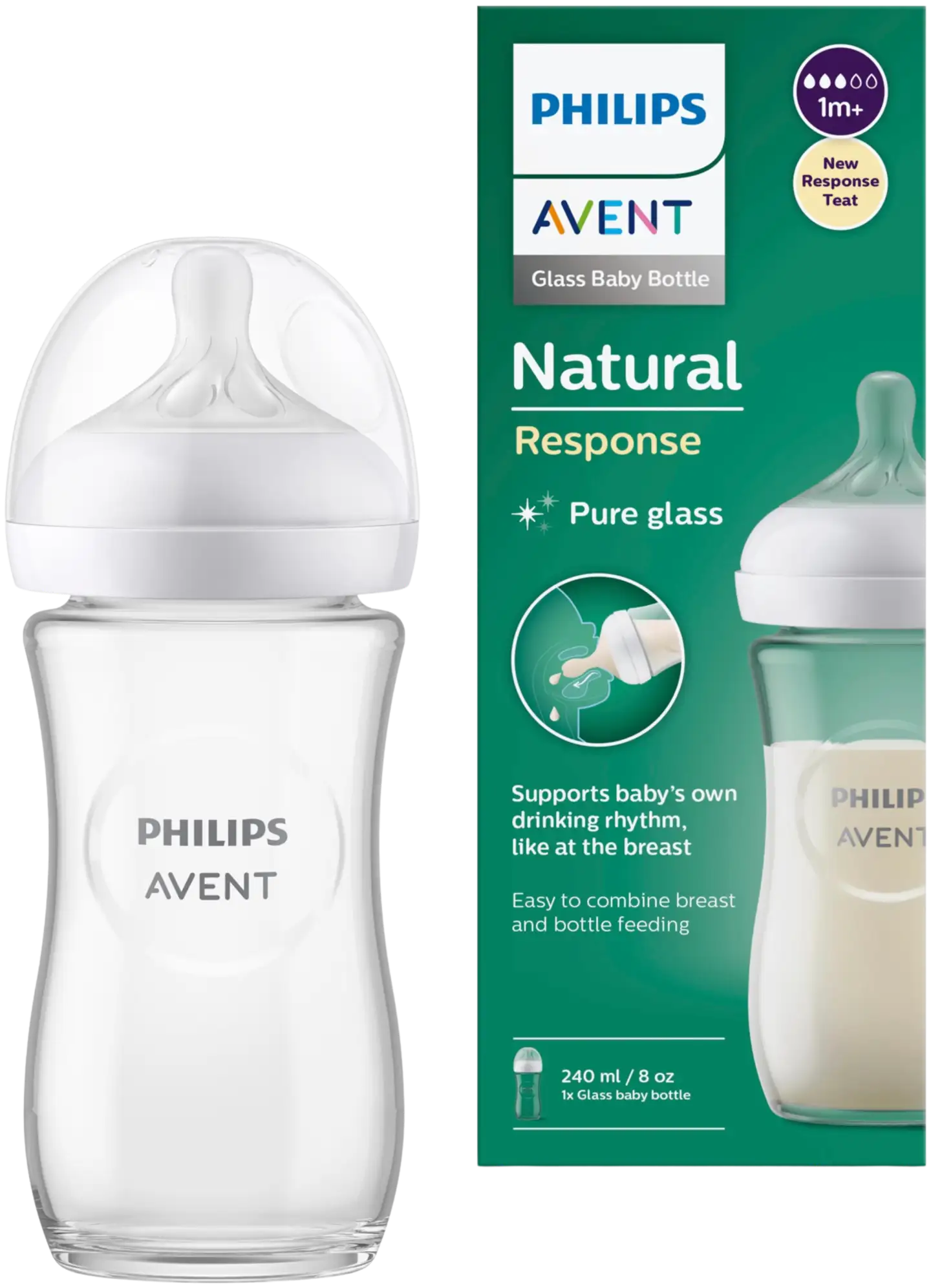 Philips Avent Natural Response lasinen tuttipullo 240ml - 1