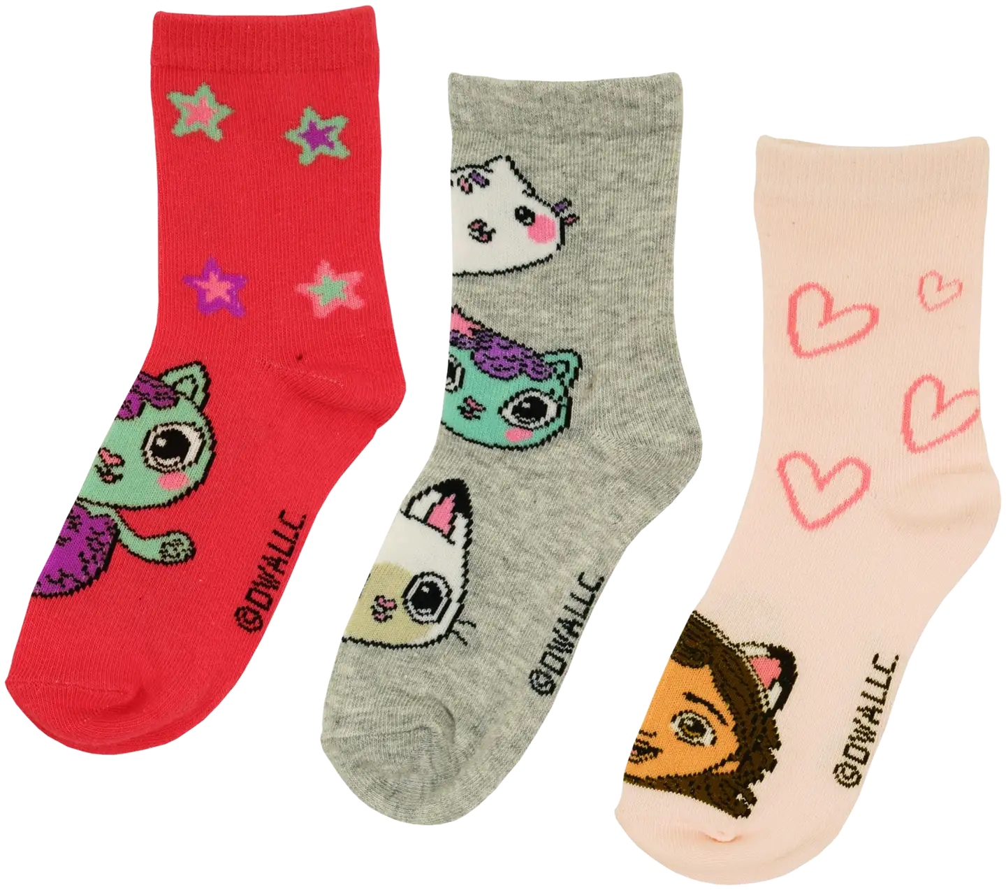 Gabby's Dollhouse lasten sukat 3-pack - Harmaa/v.pun/pinkki