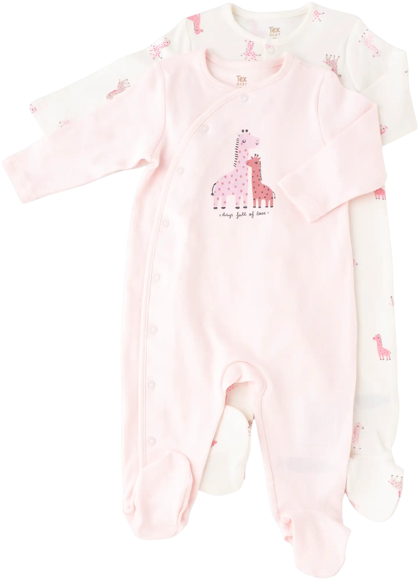 TEX BABY vauvojen potkupuku Kirahvi I990395 2-pack - pink light - 1