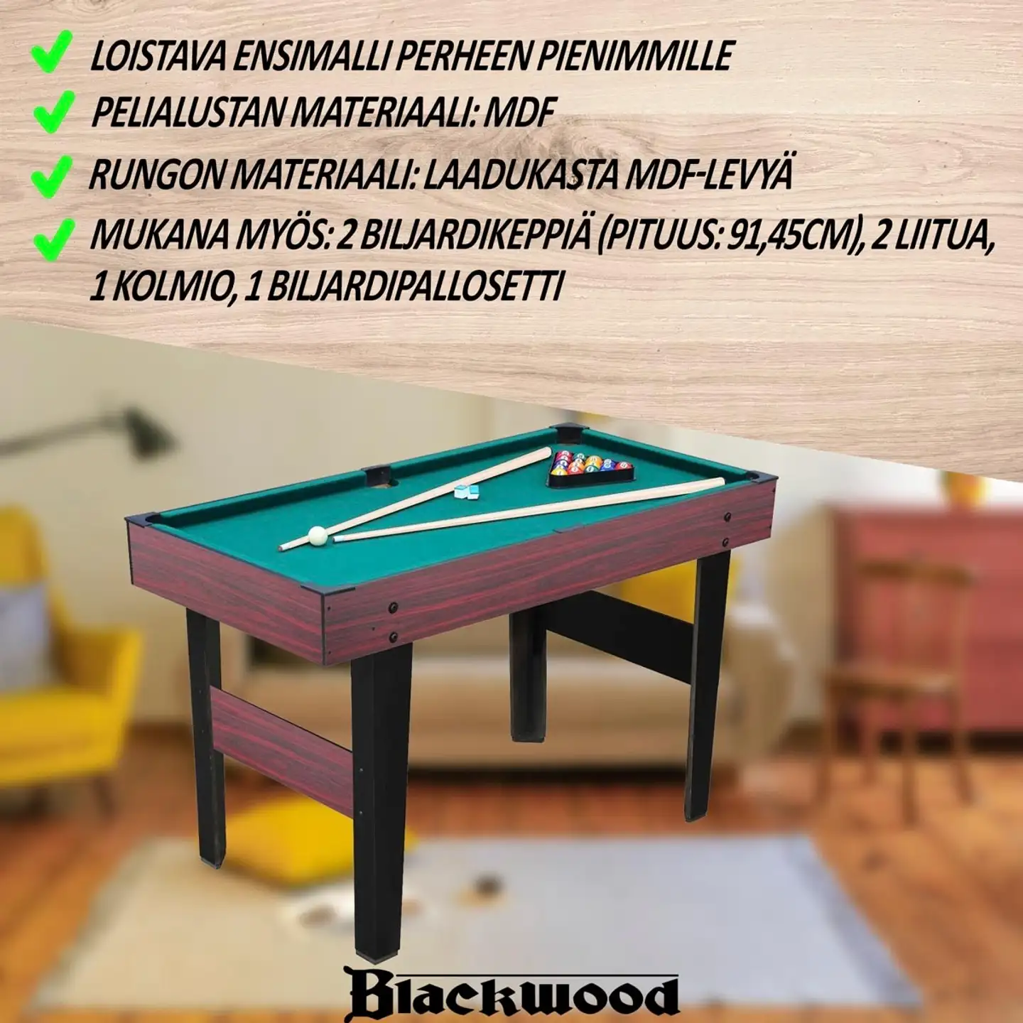 Blackwood biljardipöytä Junior 4' - 4