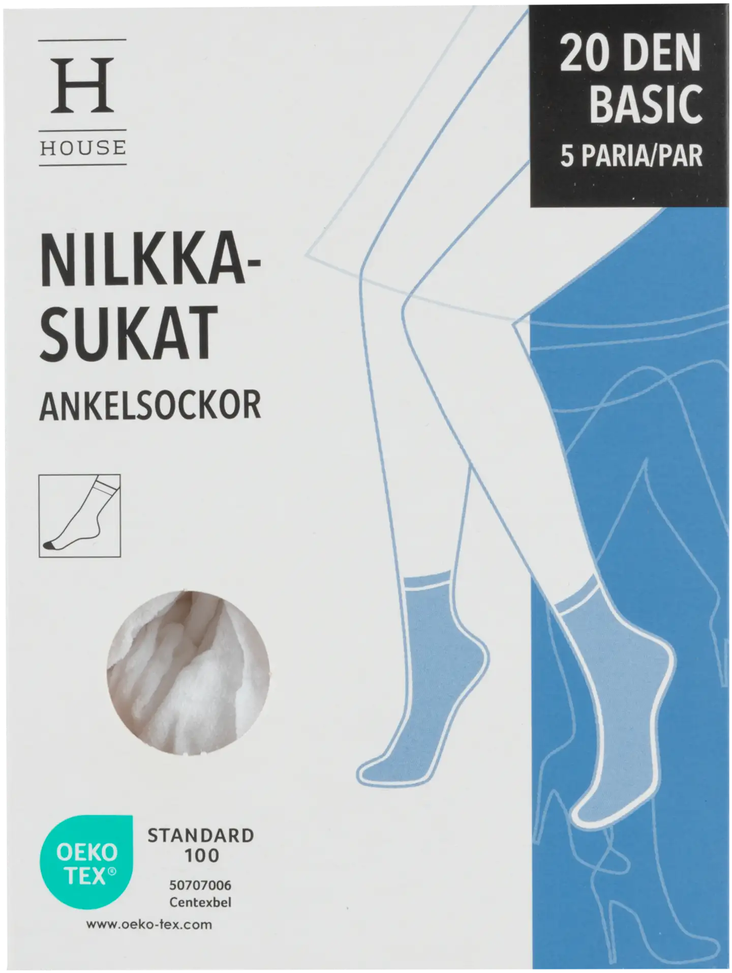 House naisten nilkkasukat 20 den NS20X5HR 5-pack - VALKOINEN