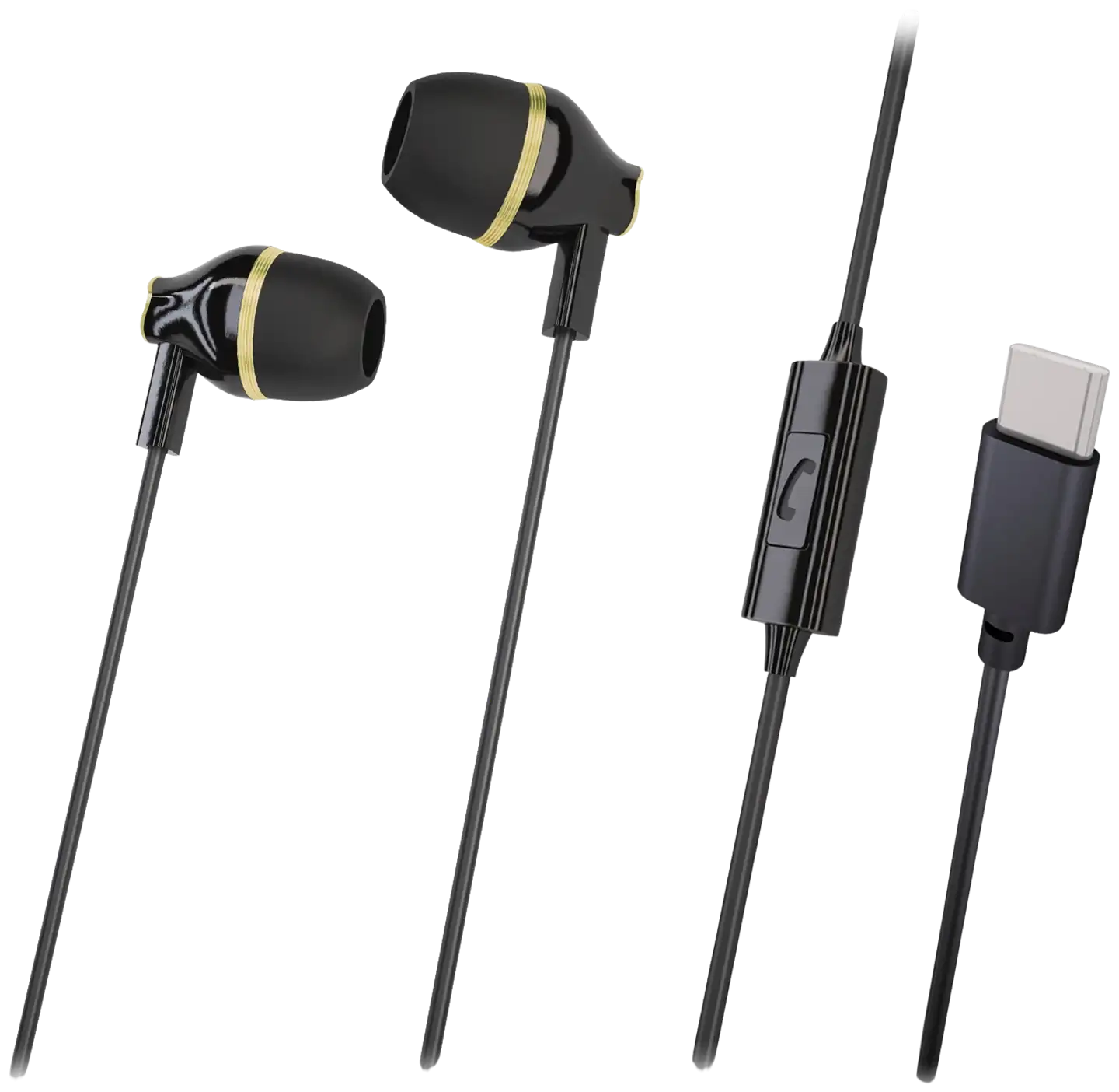 Wave Nappikuulokkeet, USB Type-C, Musta/Kulta - 1