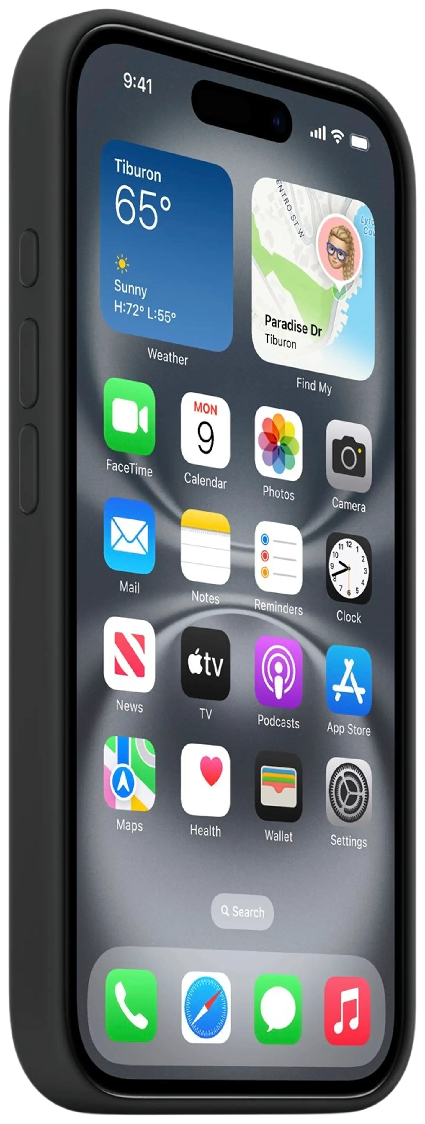 Apple iPhone 16 silikoni suojakuori  - Black - 2