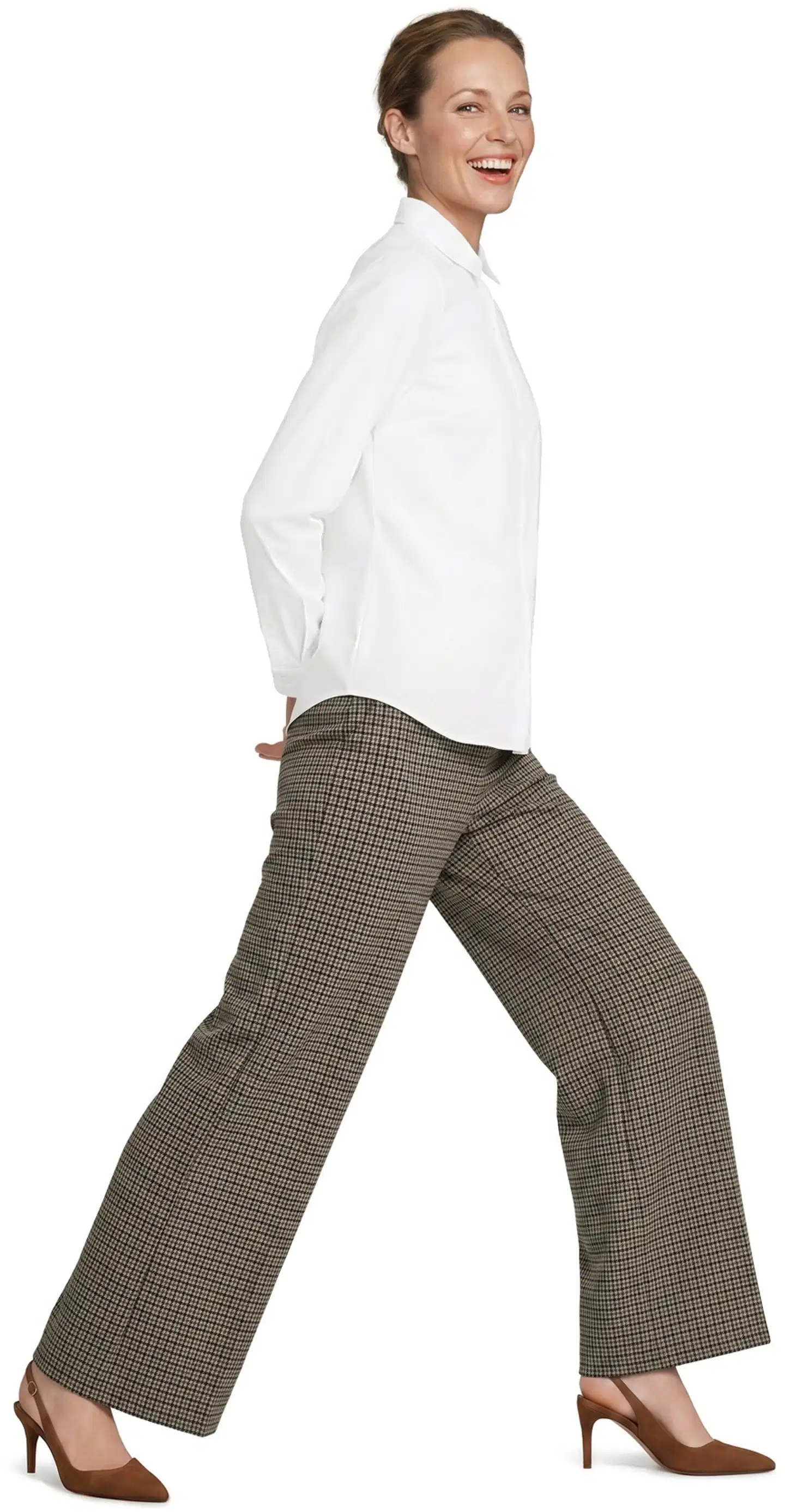 London Fog naisten jacquard-housut leveä lahje 222L263310 - brown aop - 4