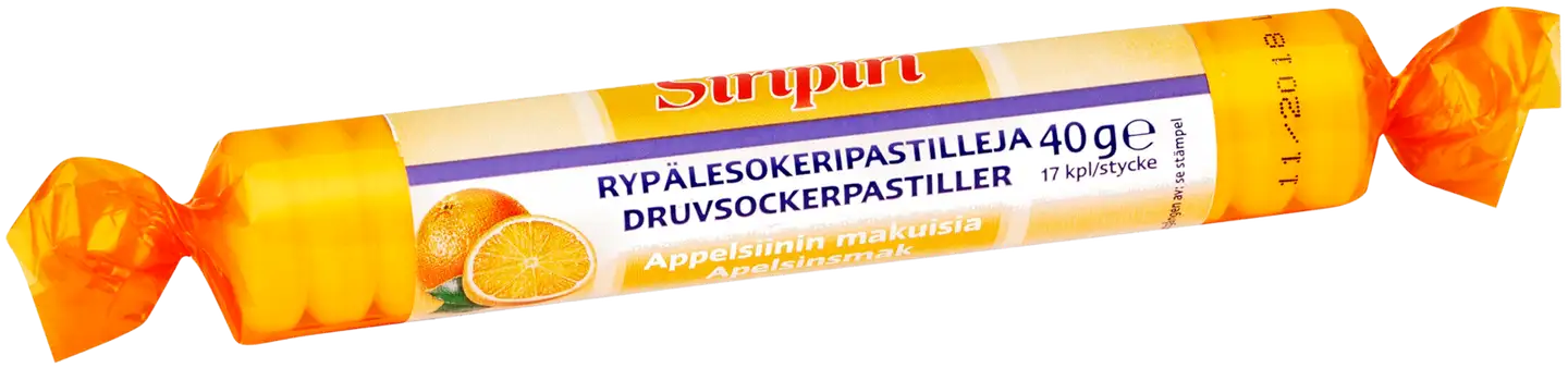 Siripiri rypälesokeripastilli appelsiini 17kpl