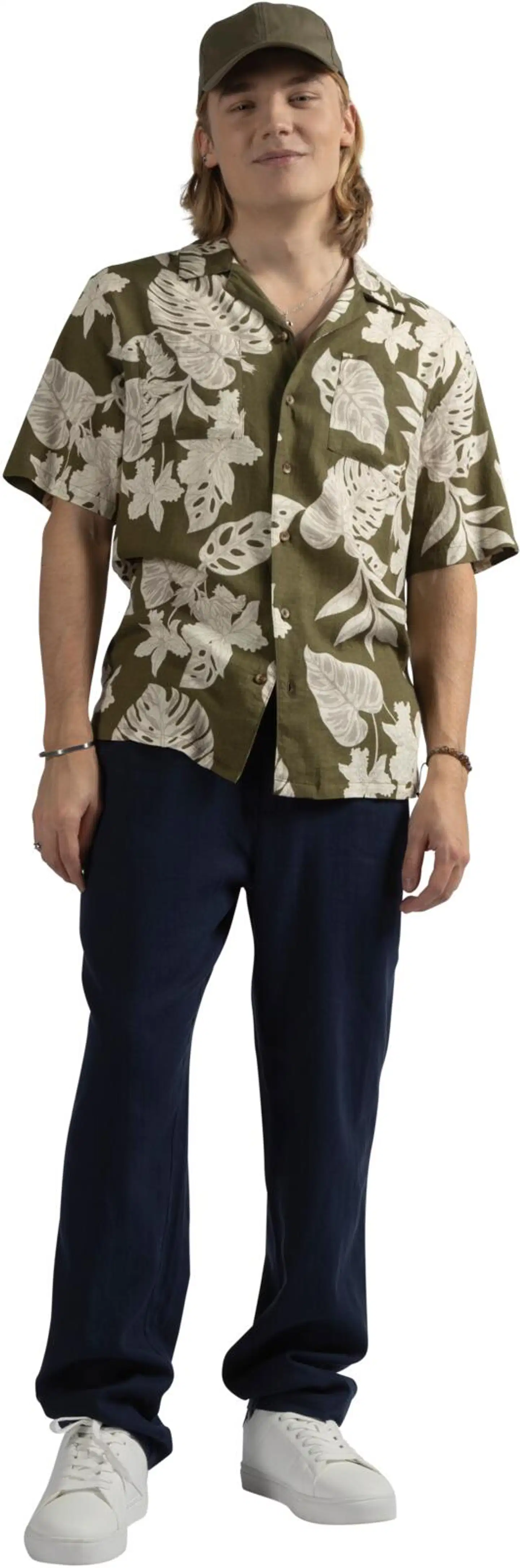 London Fog miesten kuviollinen pellavapaita 194LF15261 - Green AOP - 9