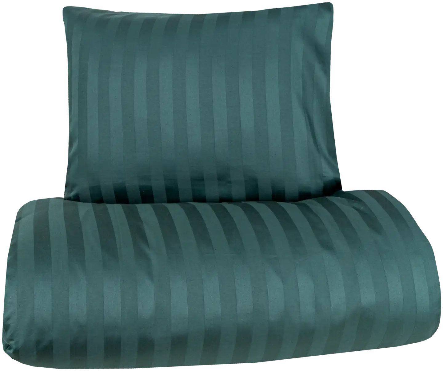 House satiinipussilakanasetti Stripe 150 x 210 + 55 x 65 cm tummanvihreä - 1