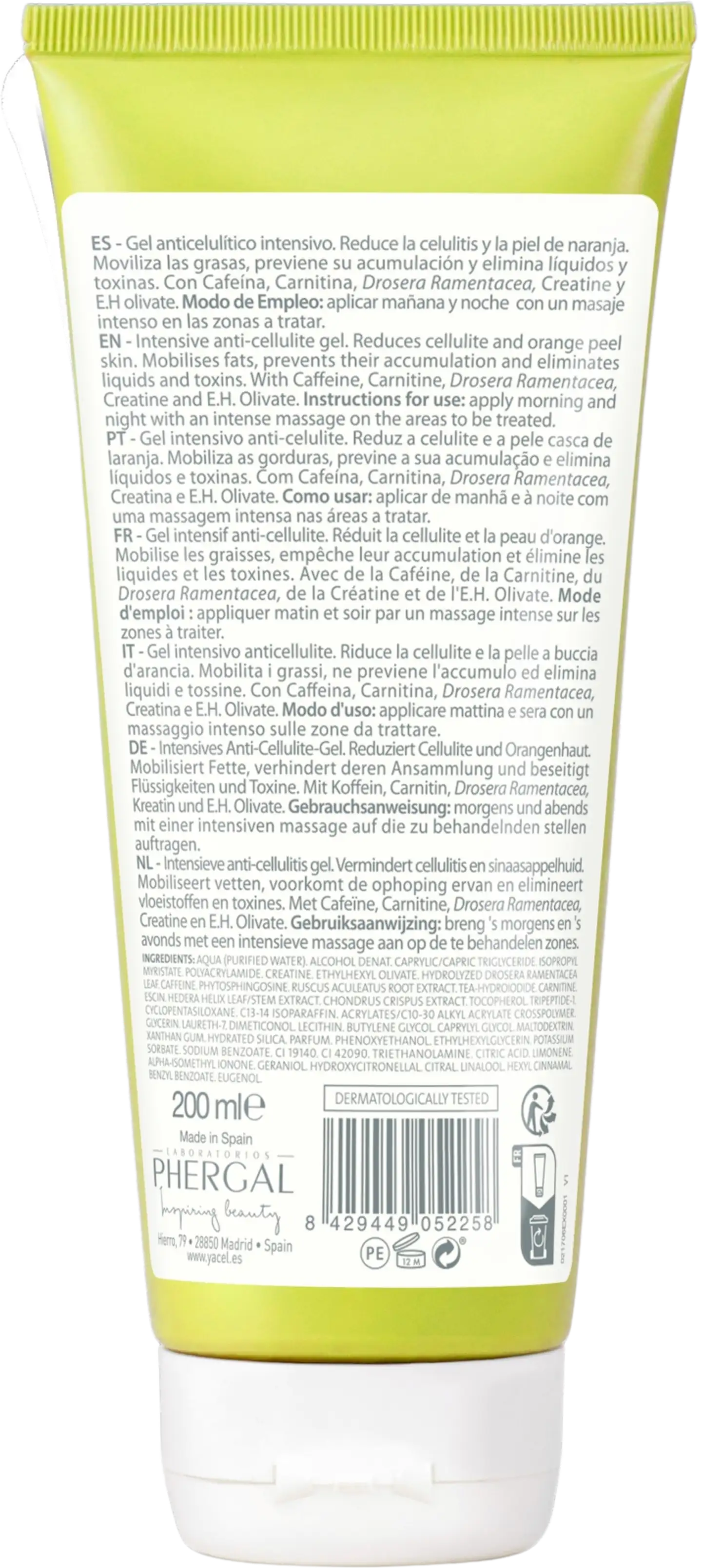 Yacel Intensiivinen anti-selluliittigeeli 200ml - 2