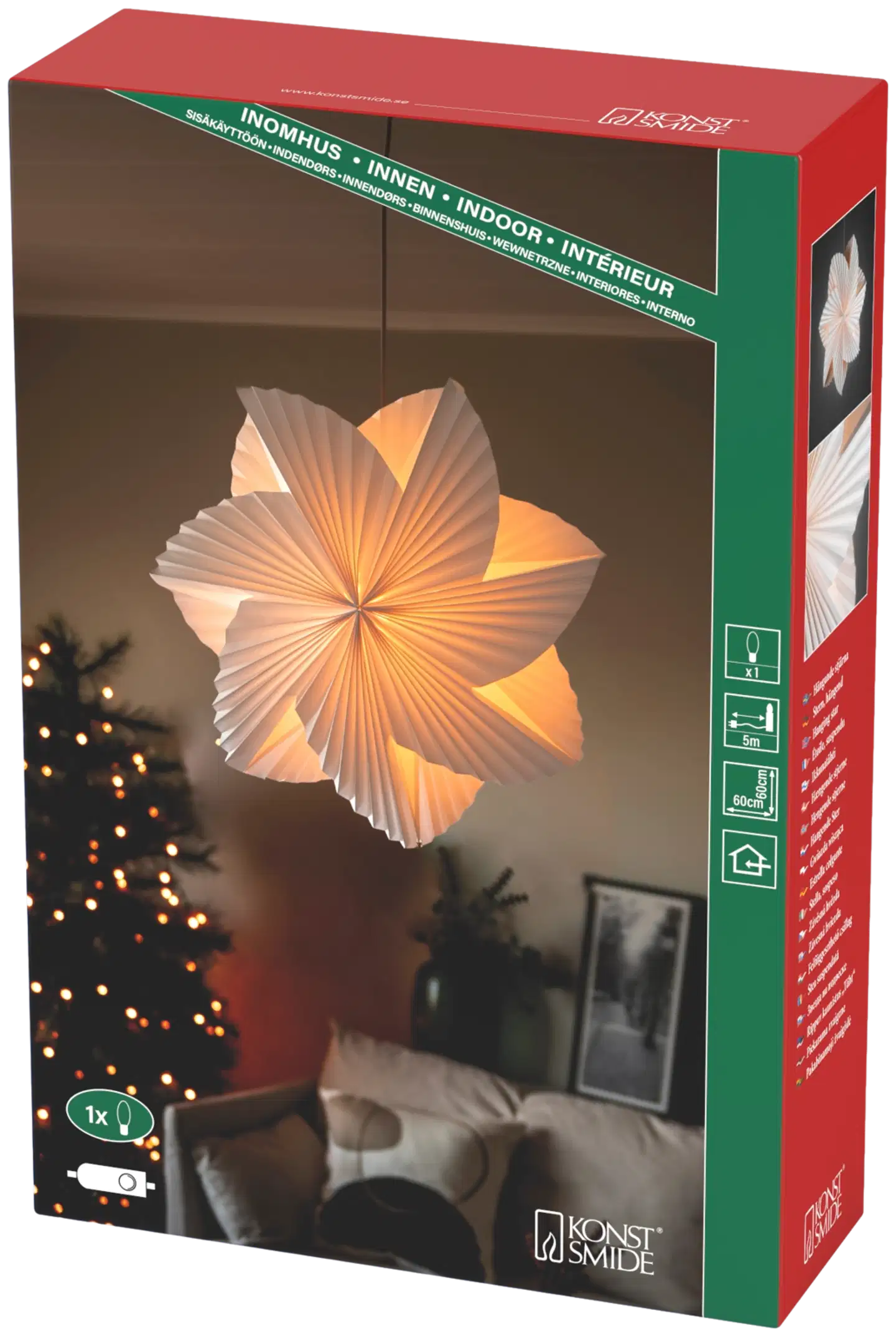 Konstsmide Paperitähti 5948-200, Hyrrä  60Cm Valkoinen, E14 sis. johtosarjan - 4