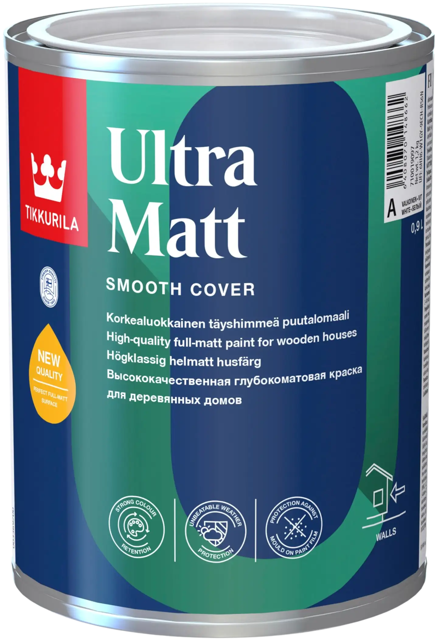 Tikkurila puutalomaali Ultra Matt 0,9 l A valkoinen sävytettävissä himmeä