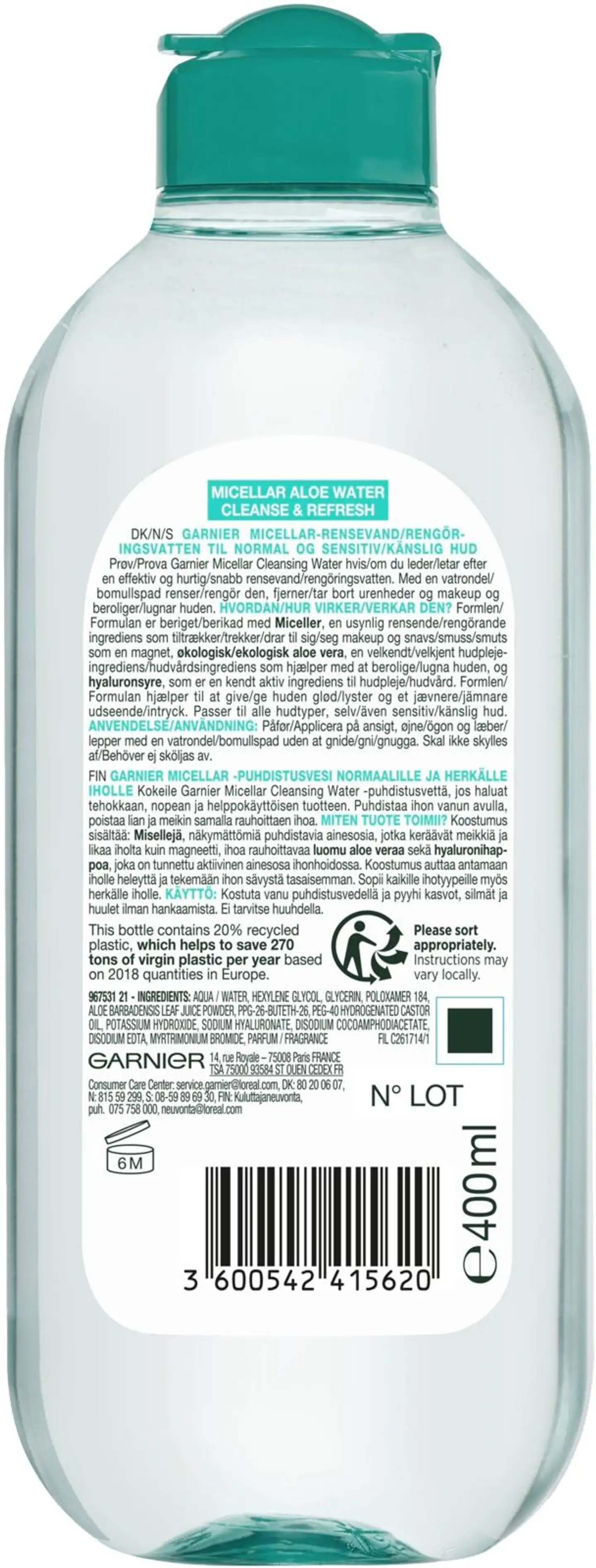 Garnier Micellar micellar-puhdistusvesi normaalille iholle 400 ml - 2