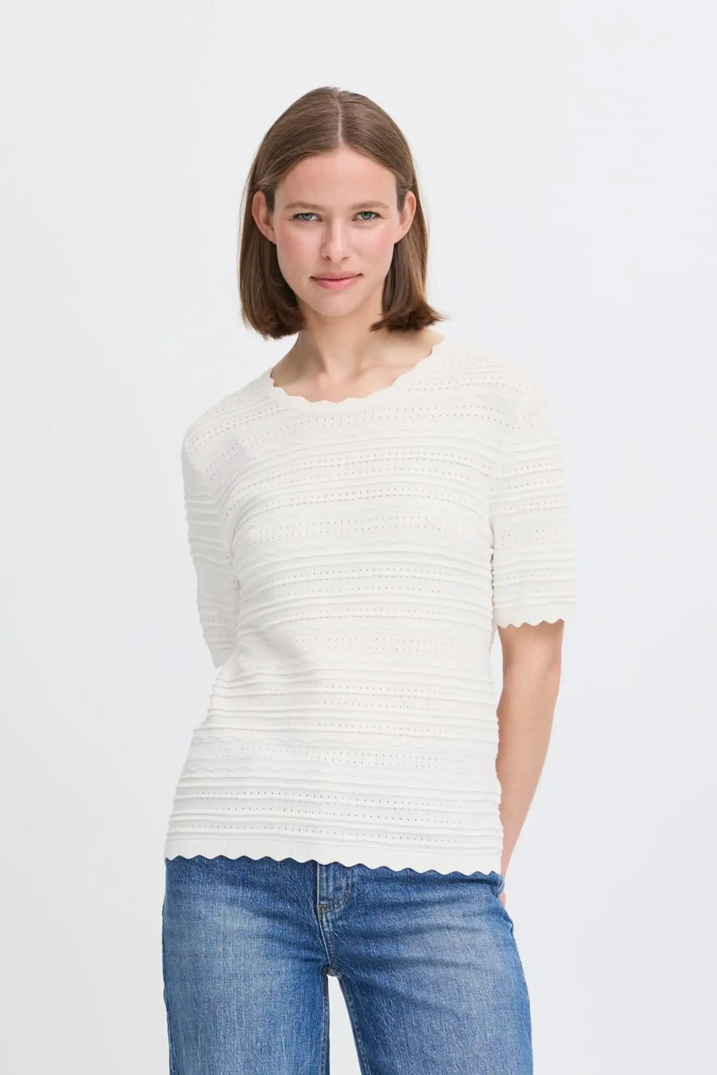 B.young naisten neulepusero Byopeya - Optical white - 3