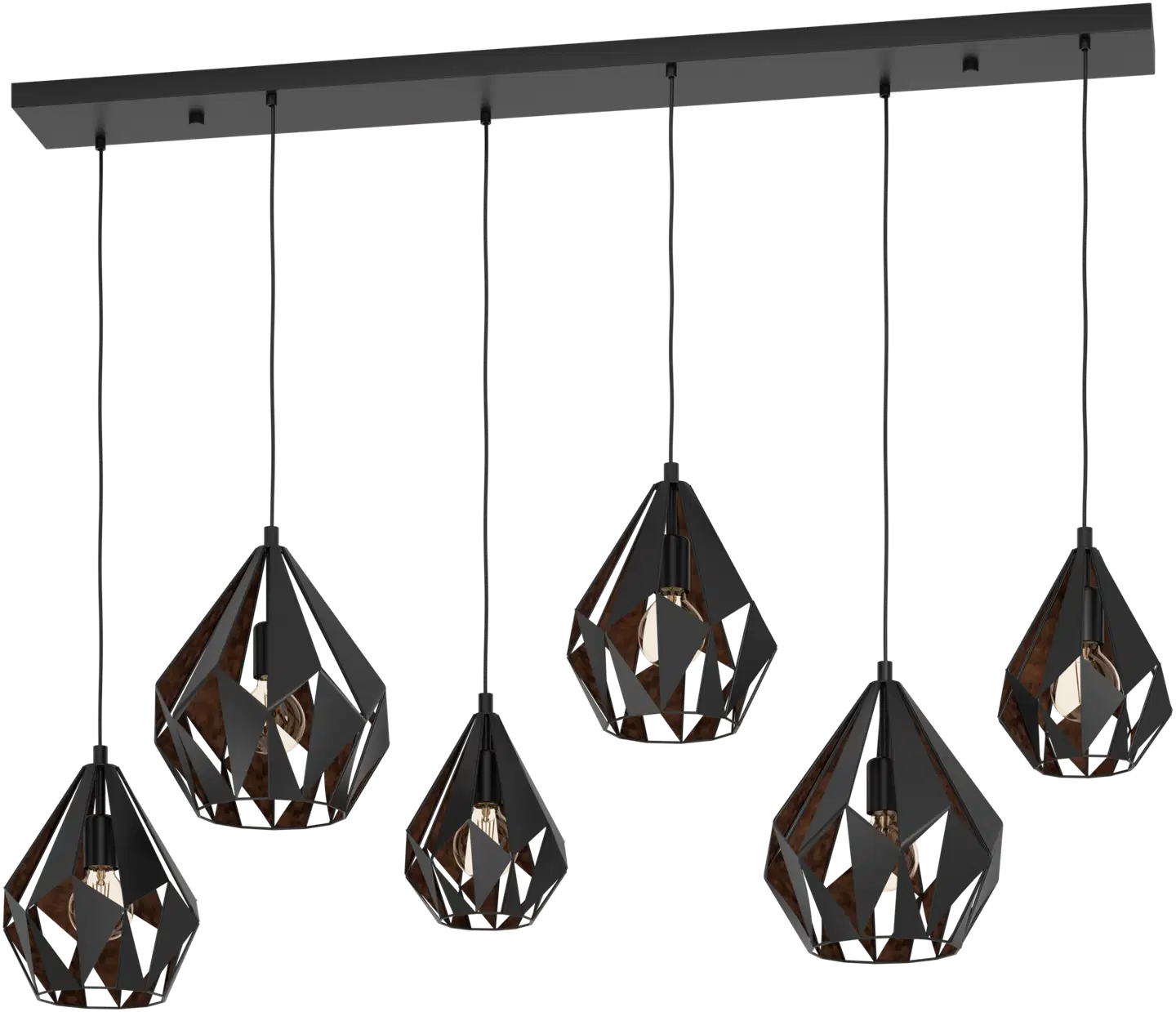 EGLO Riippuvalaisin 6-os  Carlton 1 6x40W 145,5x38,5cm musta/kupari - 1
