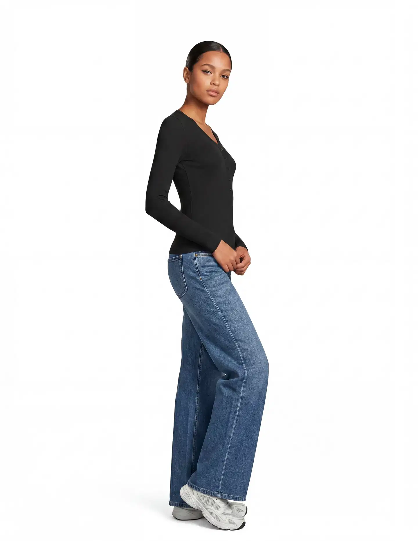 WKLY. naisten leveät farkut 222W282682 - Denim blue - 4