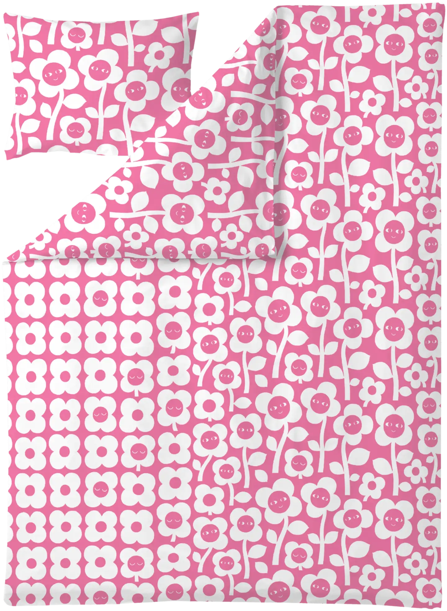 Finlayson pussilakanasetti Kukkariemu 150X210+50X60 pinkki/valkoinen - 1