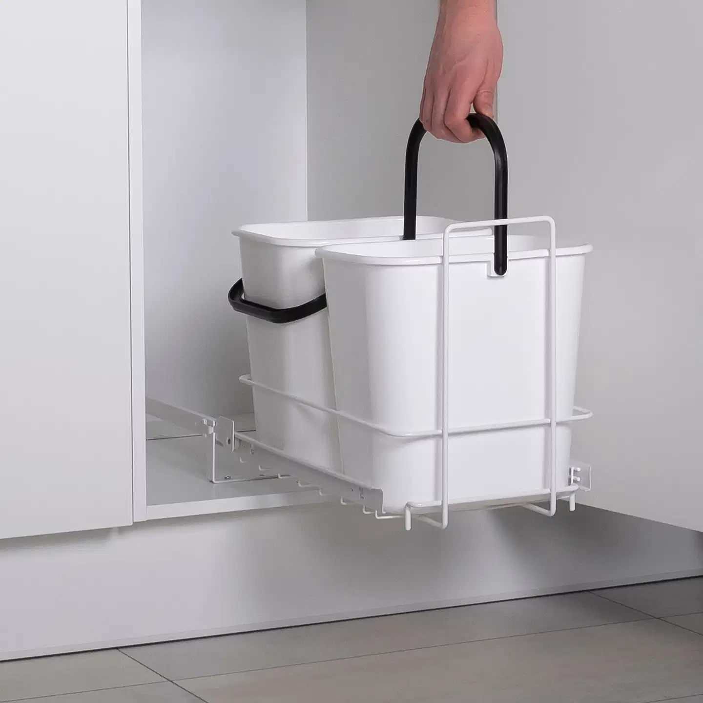 Lanka ja Muovi jätevaunu valkoinen  + 2 sankoa LM 66/2 - 6