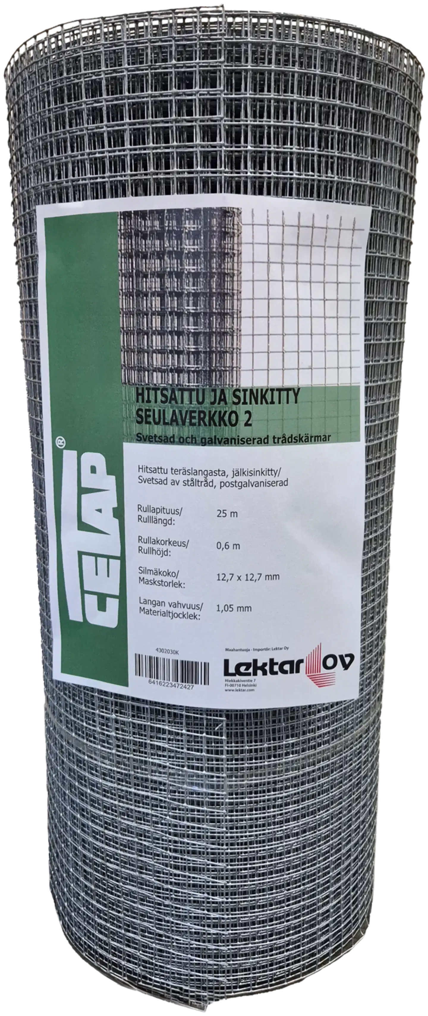 Cetap Seulaverkko hitsattu 2 silmä 12,7 mm, 1,05mm, 0,6x25m