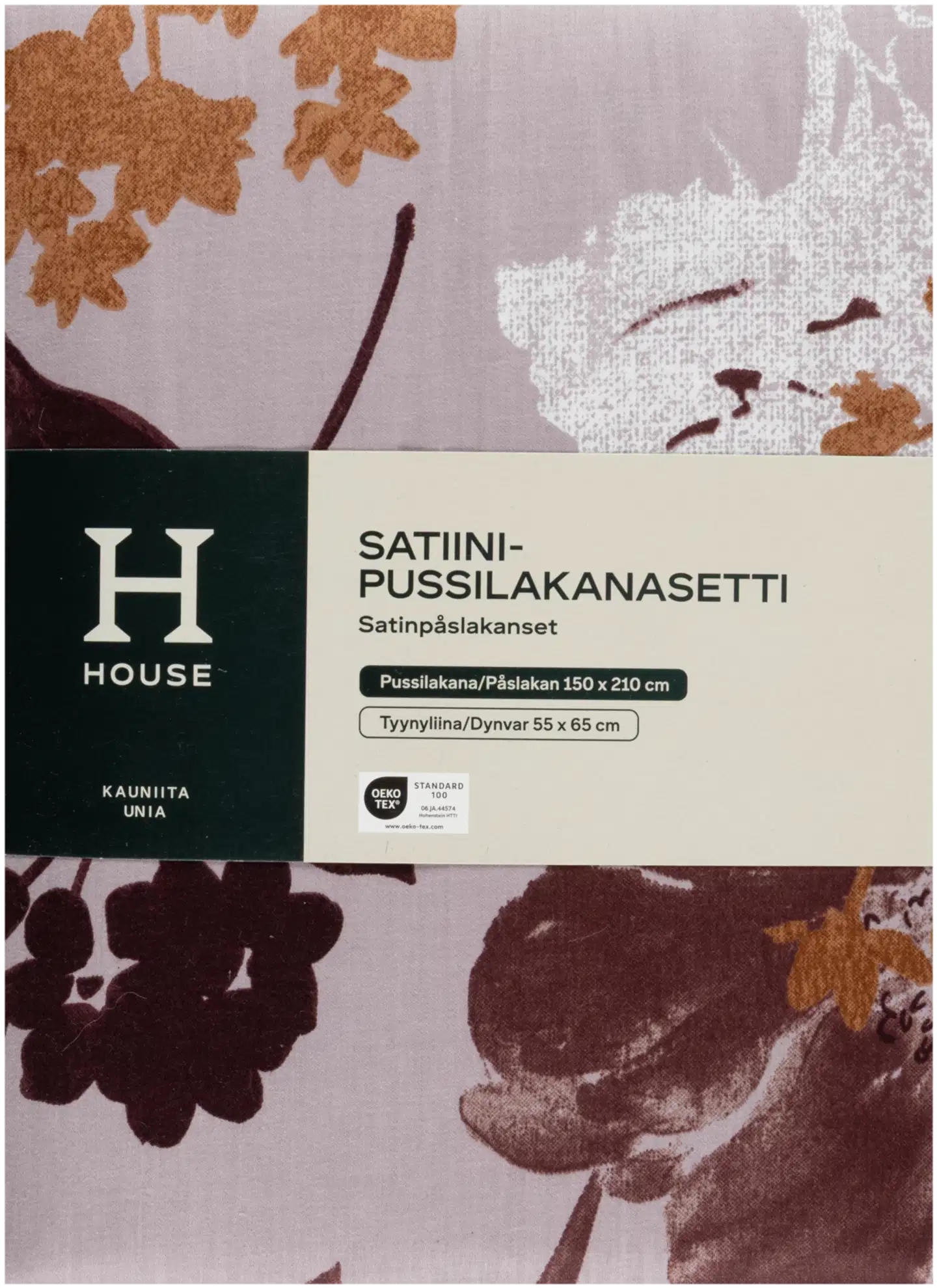 House satiinipussilakanasetti Auria 150x210 cm malva - 3