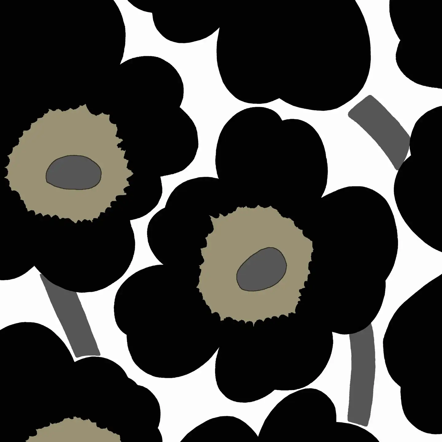 Marimekko Unikko mustavalkoinen lautasliina 20kpl/33cm