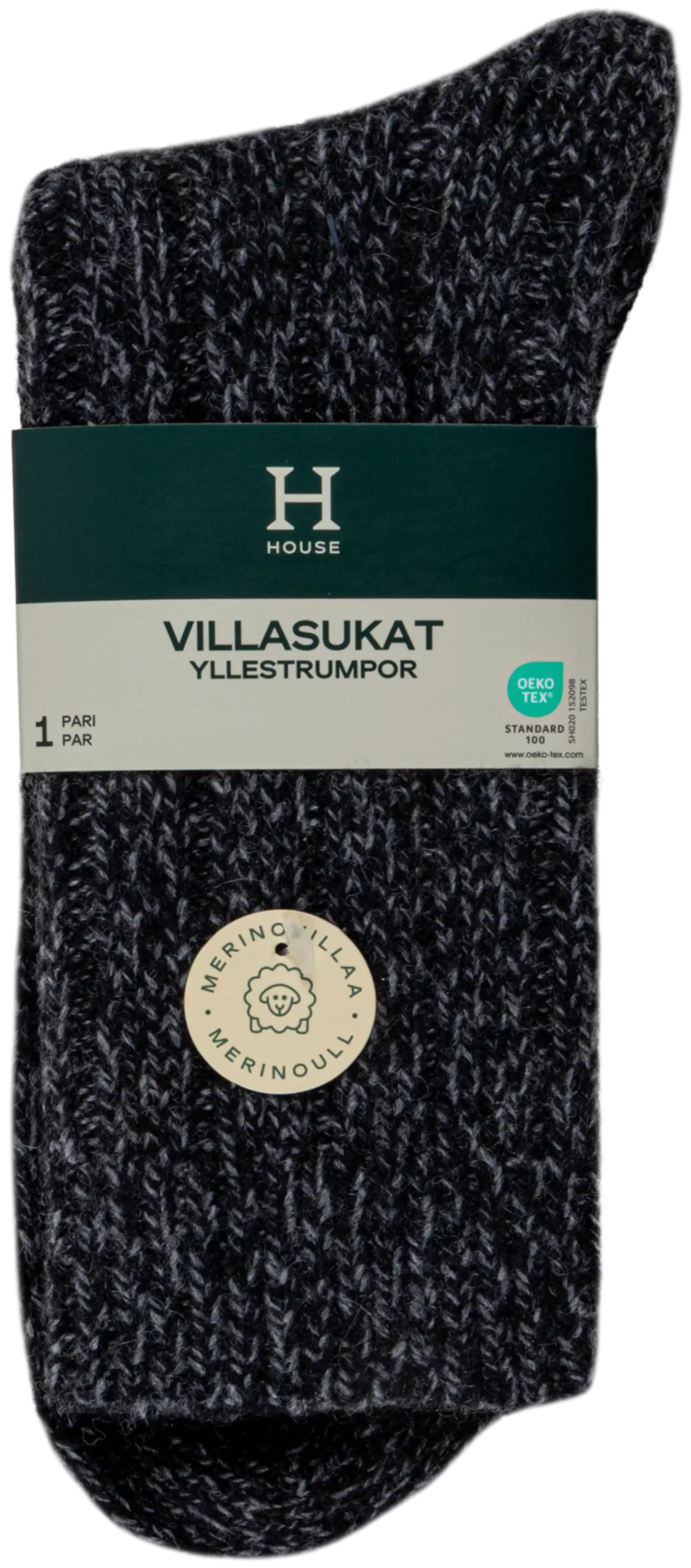 House miesten villasukat merinovillavisekoite 193H322607 - Dk grey melange - 2