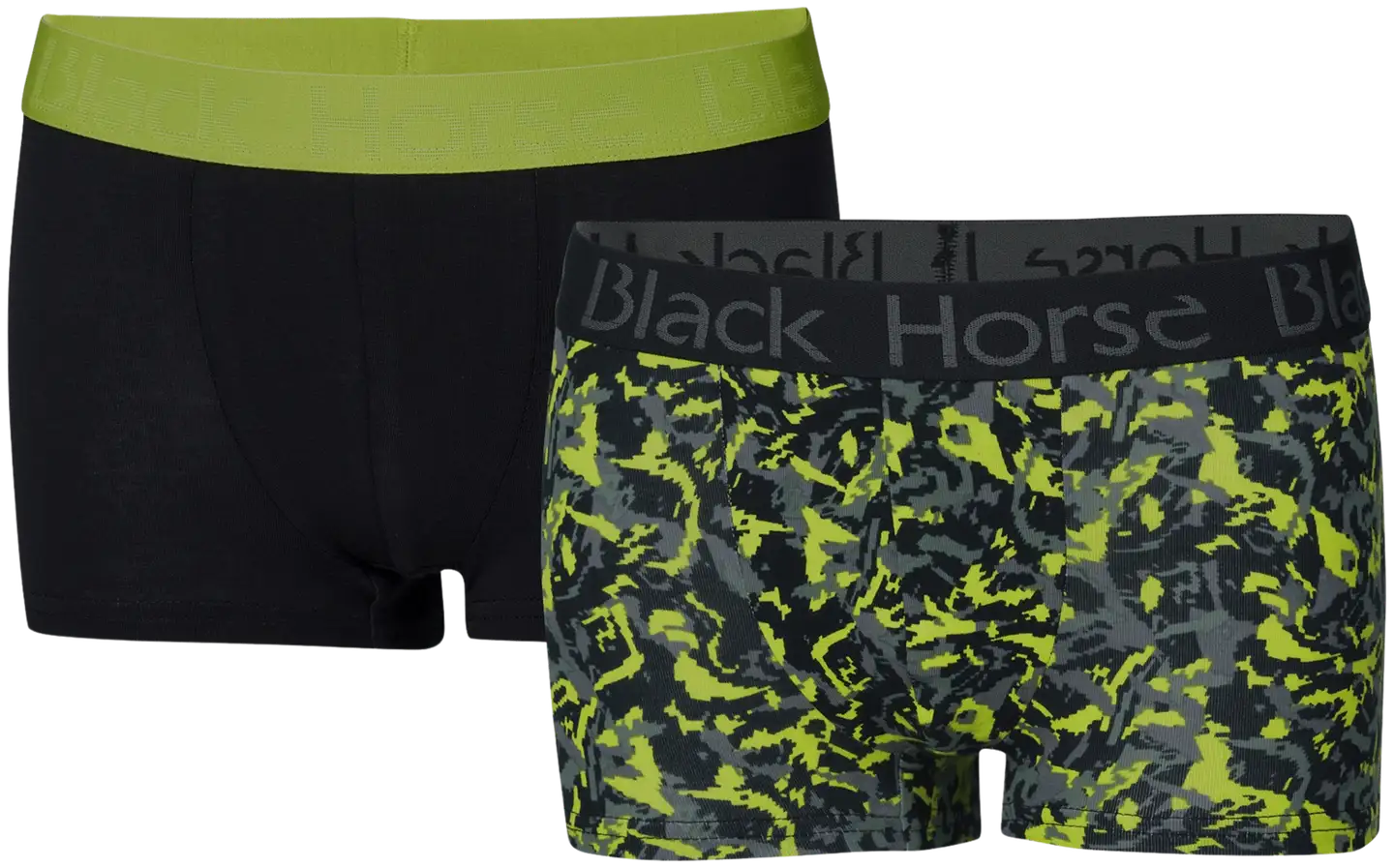 Black Horse lasten bokserit 2-pack J026 - Jet Black + Happy Lime