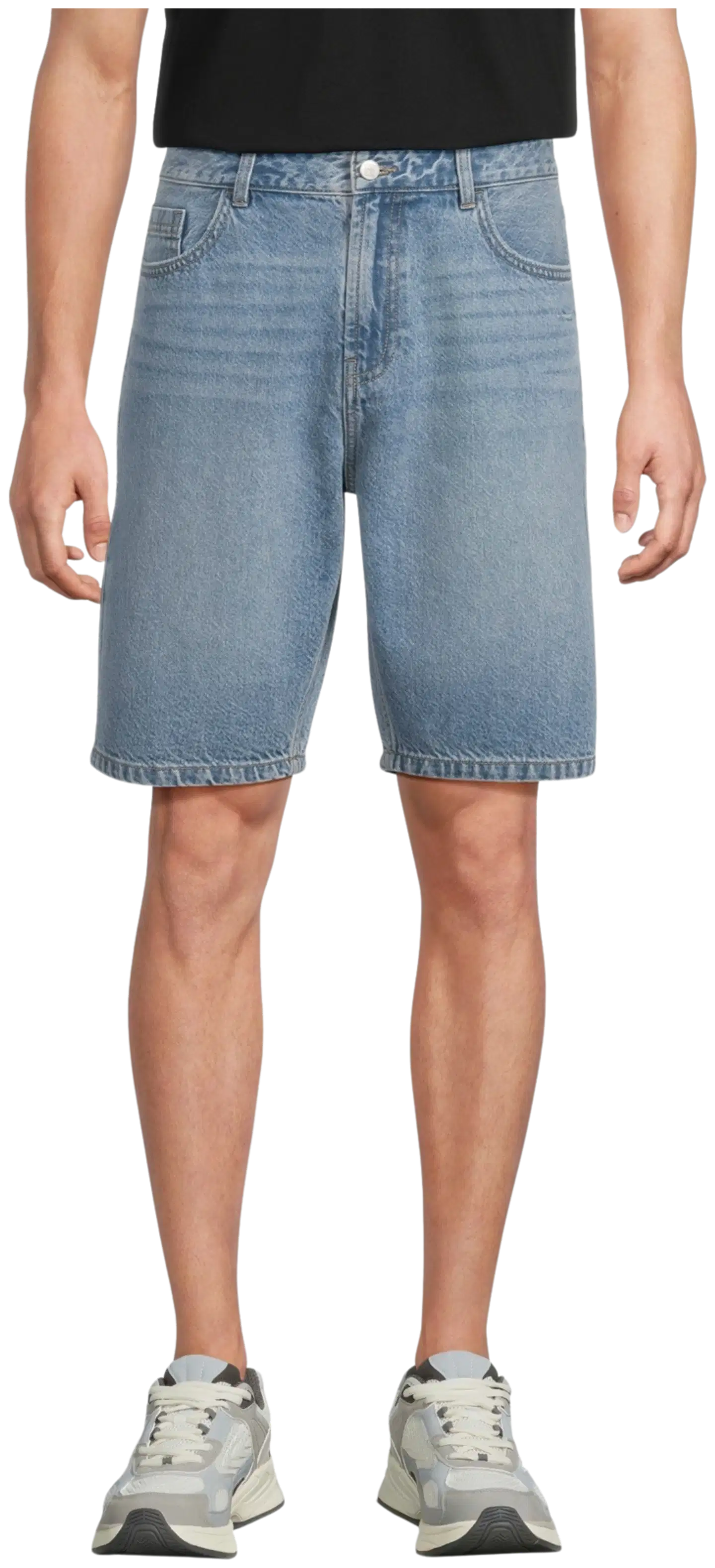 WKLY. miesten farkkushortsit 202W152606 - Med-blue denim washed - 1