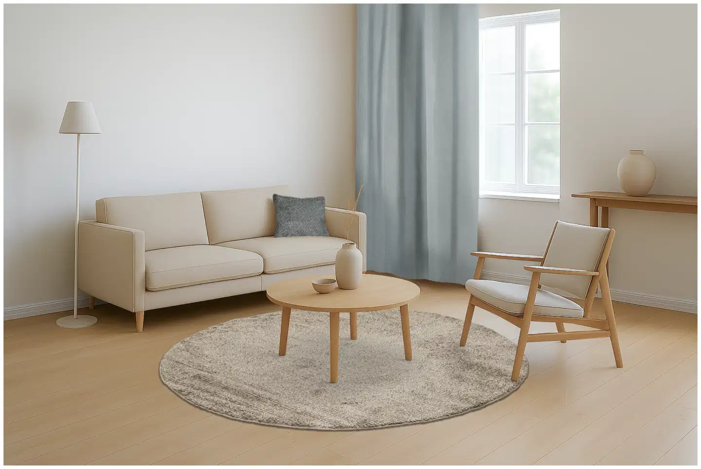 House nukkamatto Puffy pyöreä 130 cm beige - 4