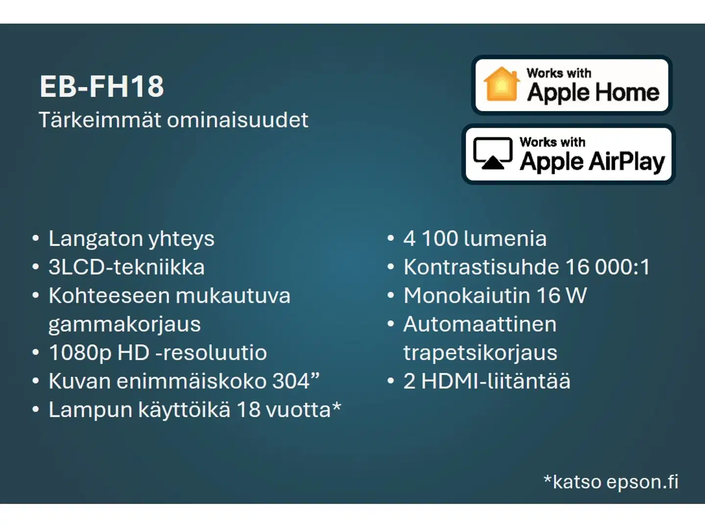 Epson Full HD -lamppuprojektori EB-FH18 - 10