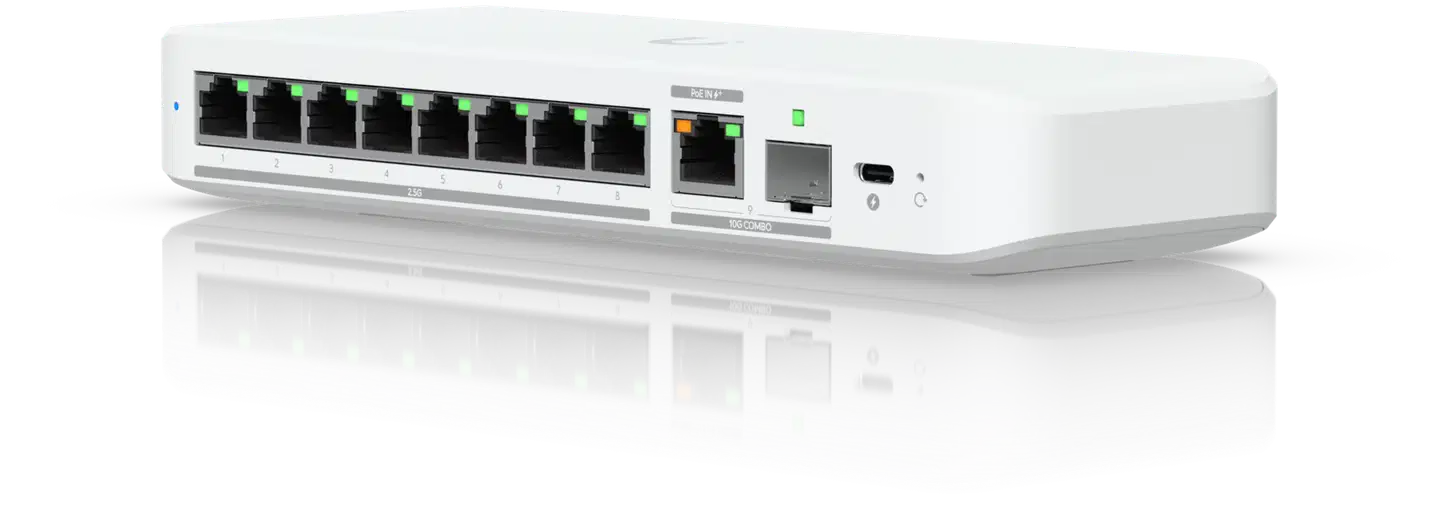 Ubiquiti 8-porttinen 2.5G-kytkin 10G uplink-liitännällä USW-Flex-2.5G-8 - 1