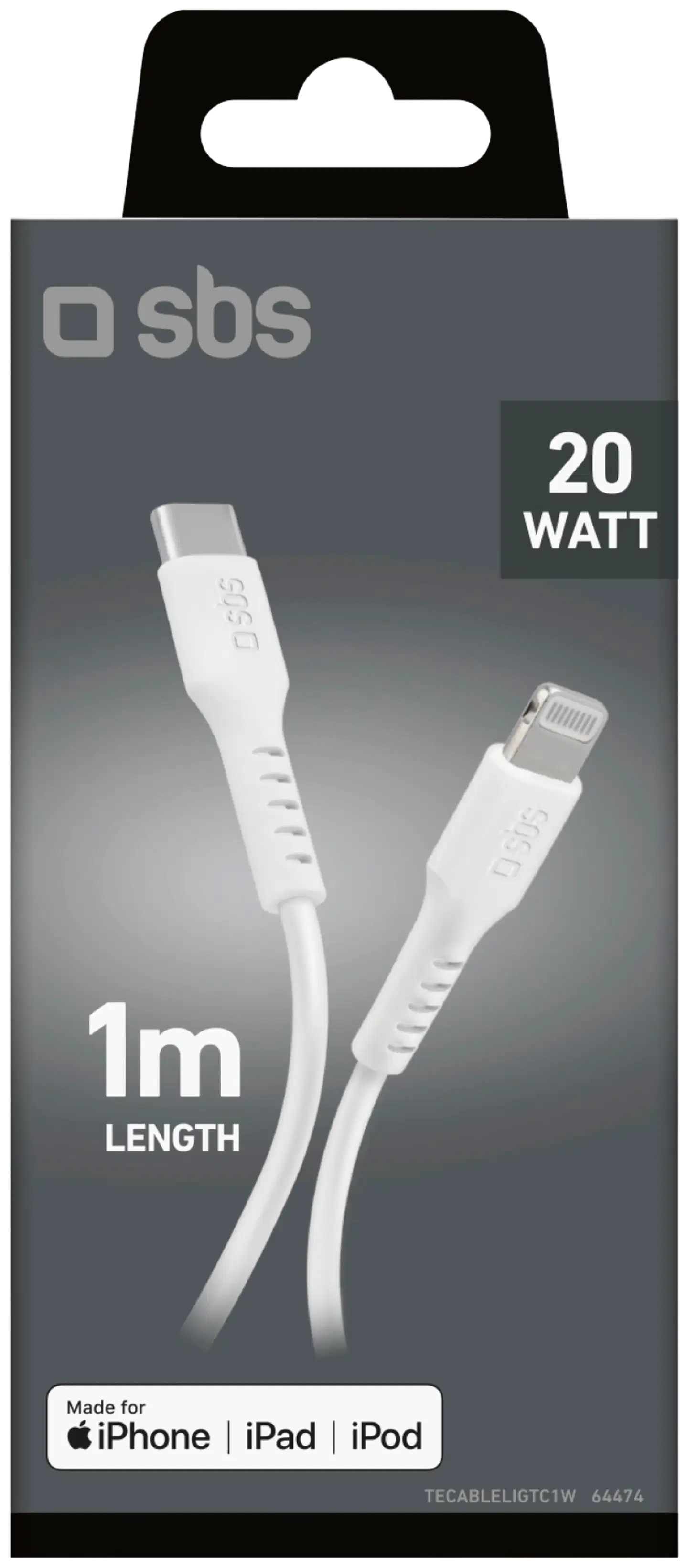 SBS latauskaapeli Usb-C To Lightning 1 M valkoinen - 2
