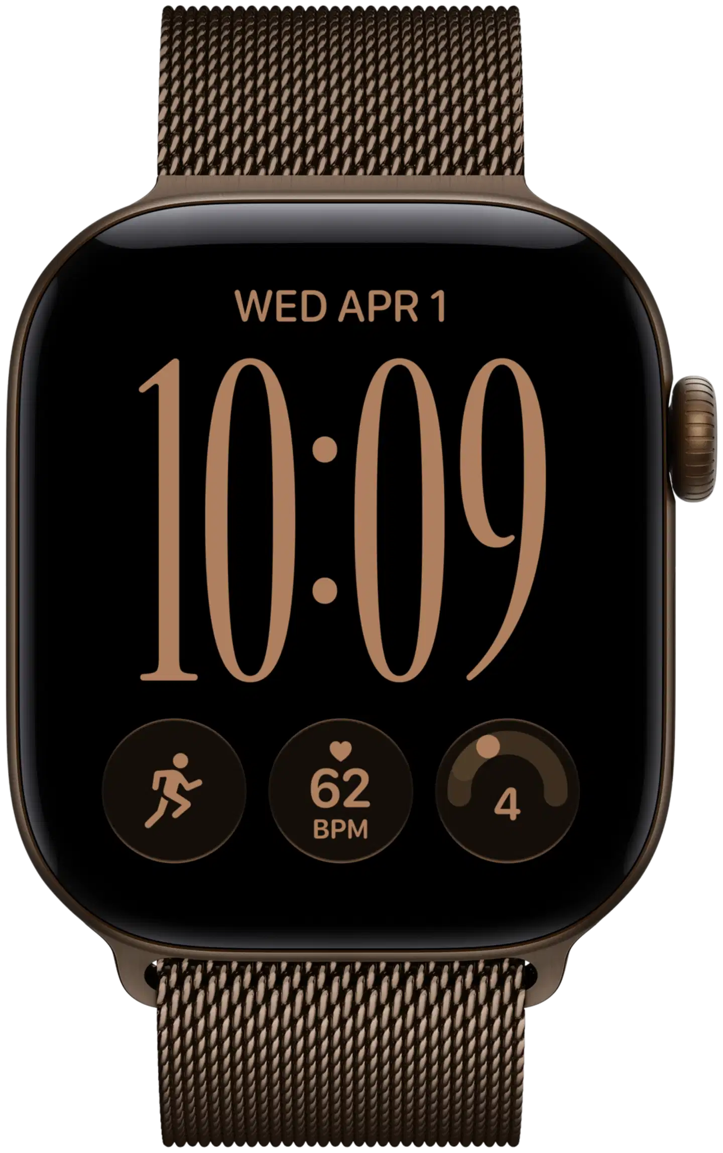 Apple Watch Series 12 GPS + Cellular 46 mm:n tummanpronssinen alumiinikuori ja tummanpronssinen milanolaisranneke - M/L - MKDG4QN/A - 1