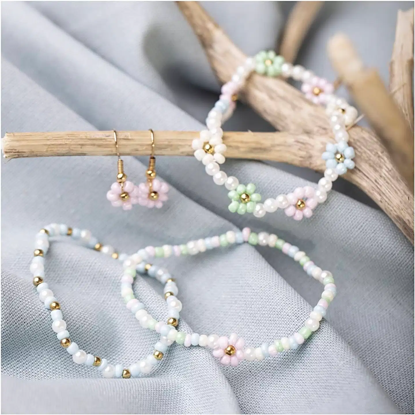 Askartelusetti Mini Koruaskartelu, joustava rannekoru, korvarenkaat, 1 pkk - 4