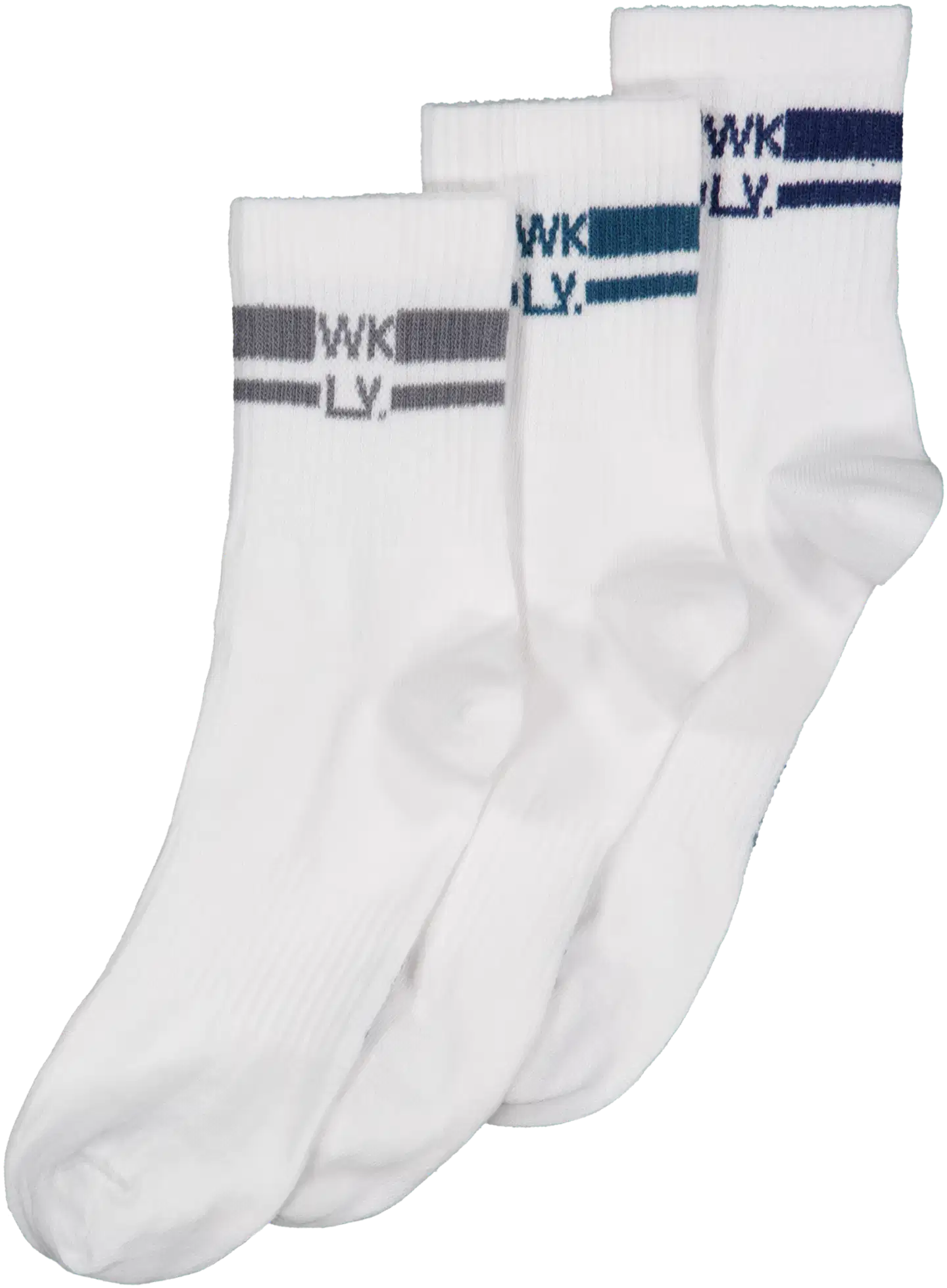 WKLY. unisex quarter sukat 193W062604 3-pack - WHITE