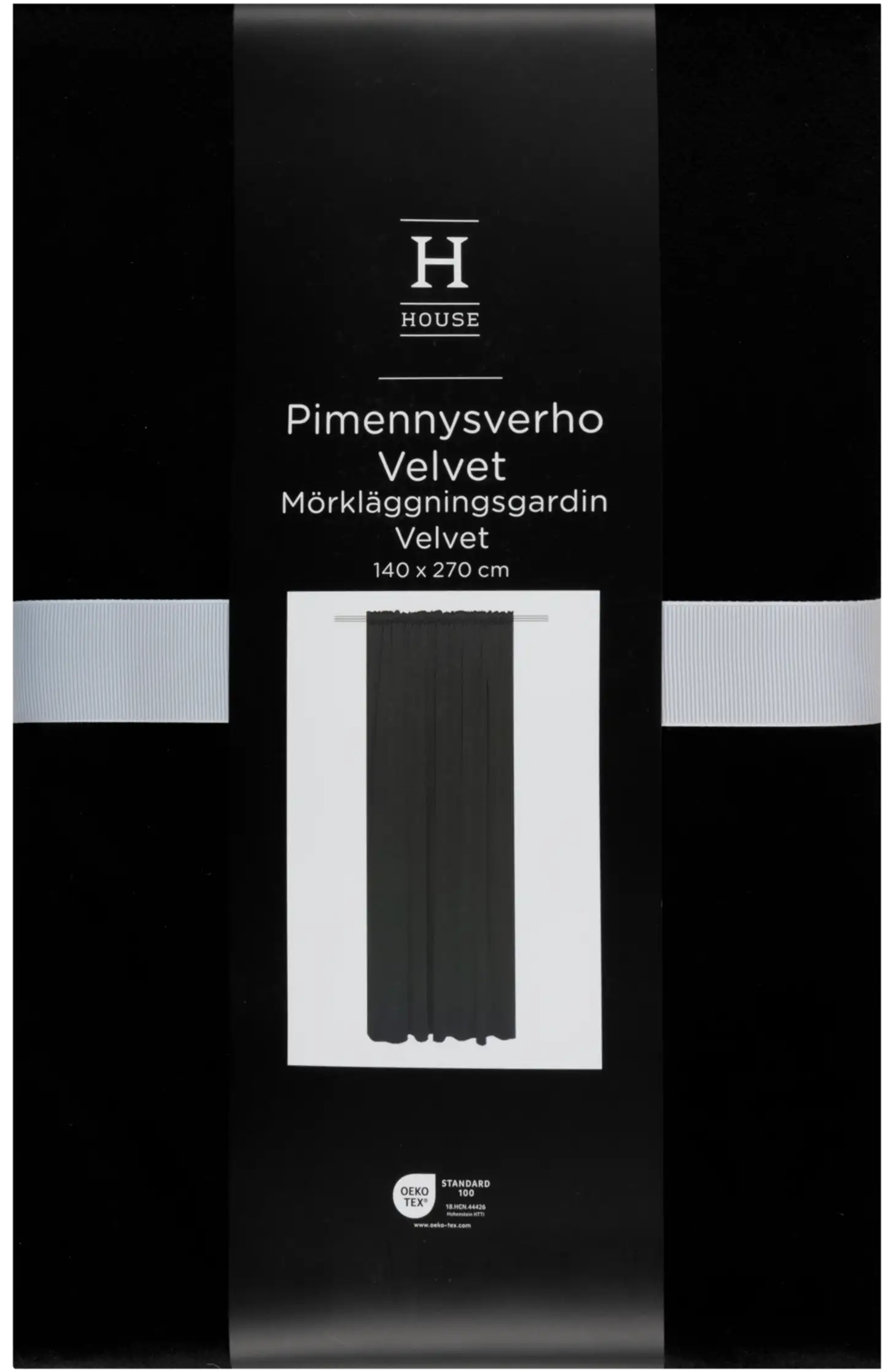 House pimennysverho Velvet 140x270 cm musta - 1