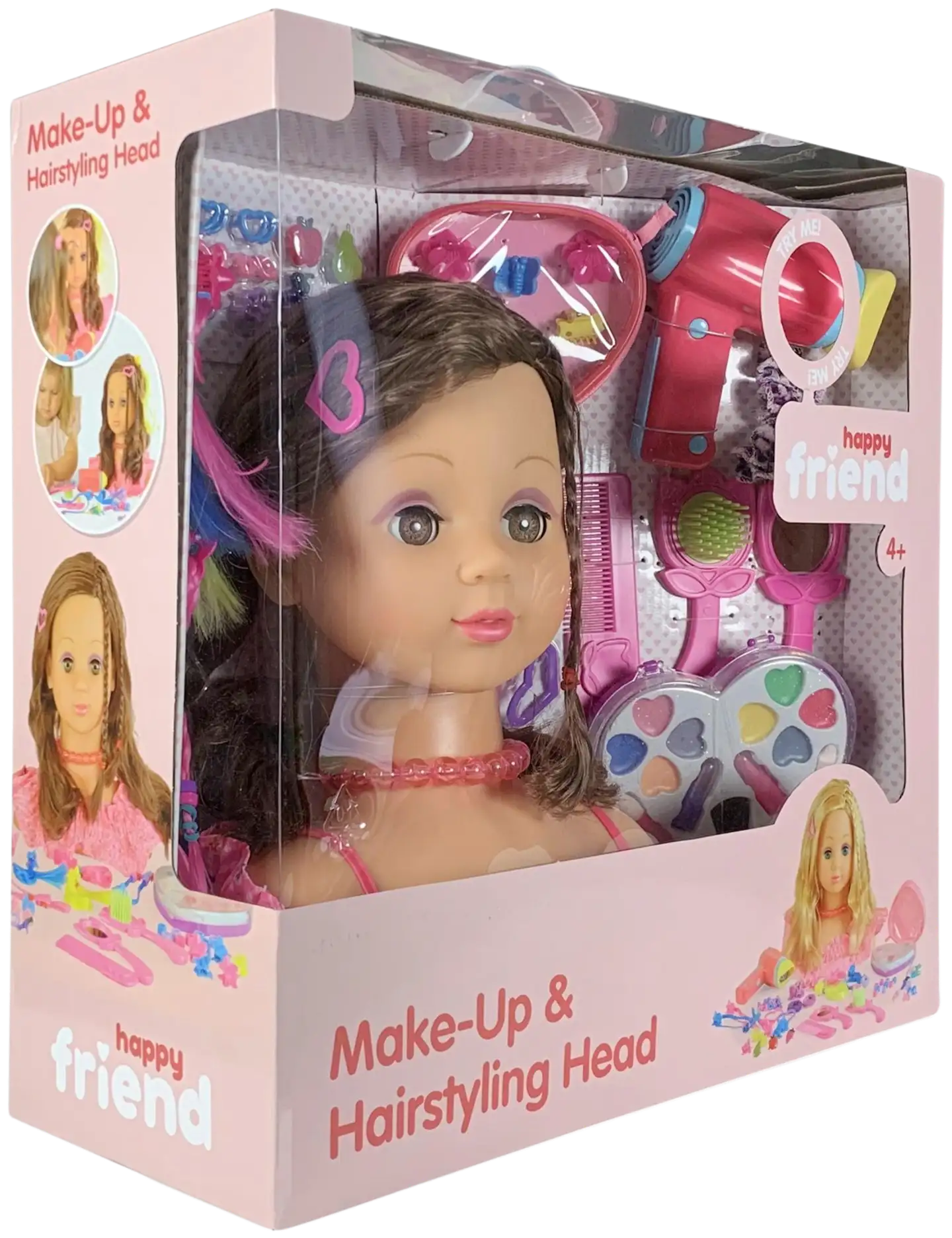 Happy Friend ruskea kampauspää & meikit - 2