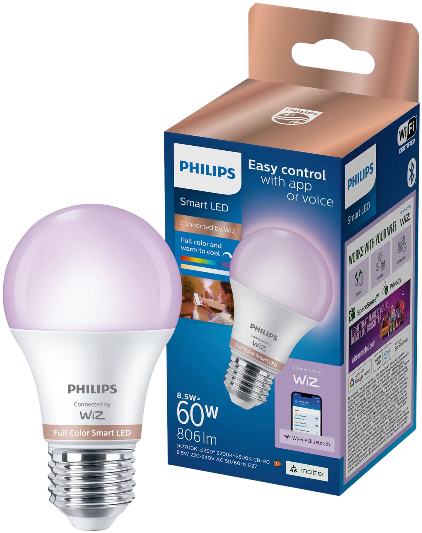 Philips Smart Lighting LED-filamenttilamppu 9W A60 E27 2200-6500K 806lm RGB - 1