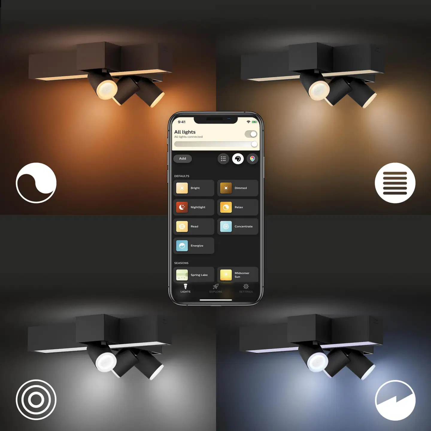 Philips Hue Centris -kattovalaisin kolmella kohdevalolla 25W 2000-6500K 2960LM musta - 5