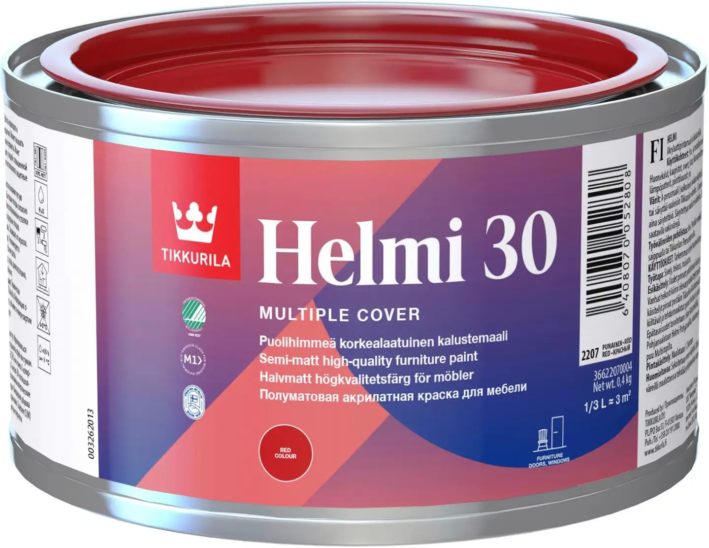 Tikkurila kalustemaali Helmi 30 0,33 l punainen puolihimmeä