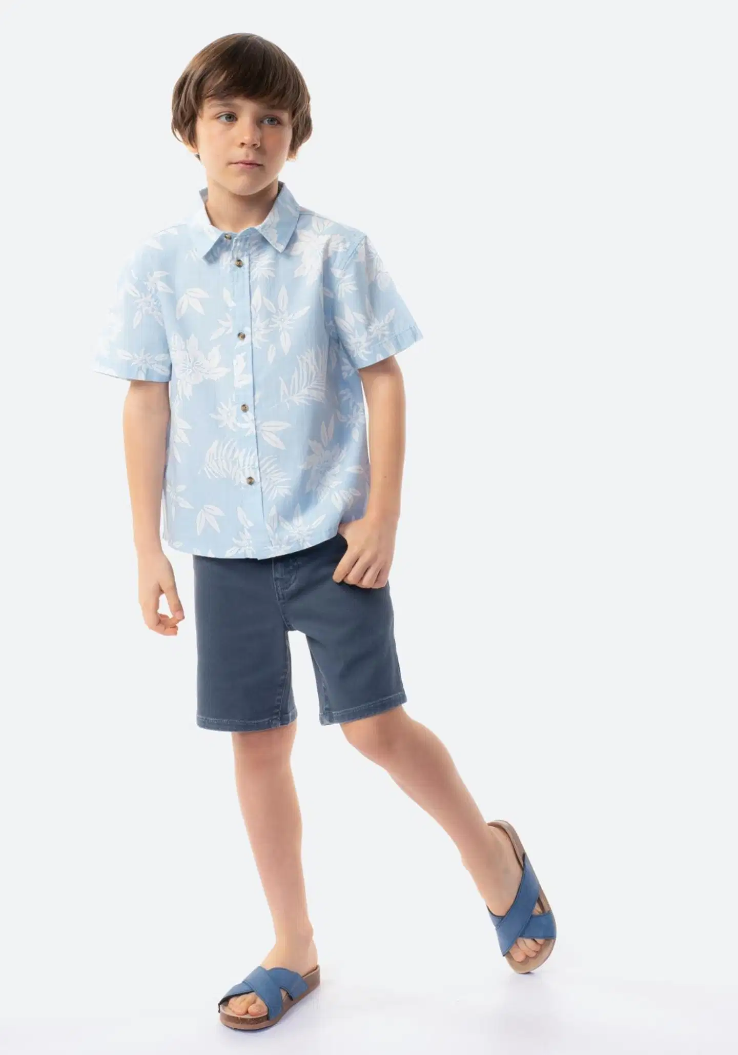 TEX lasten kauluspaita Lehdet I276153 - Blue Light - 4