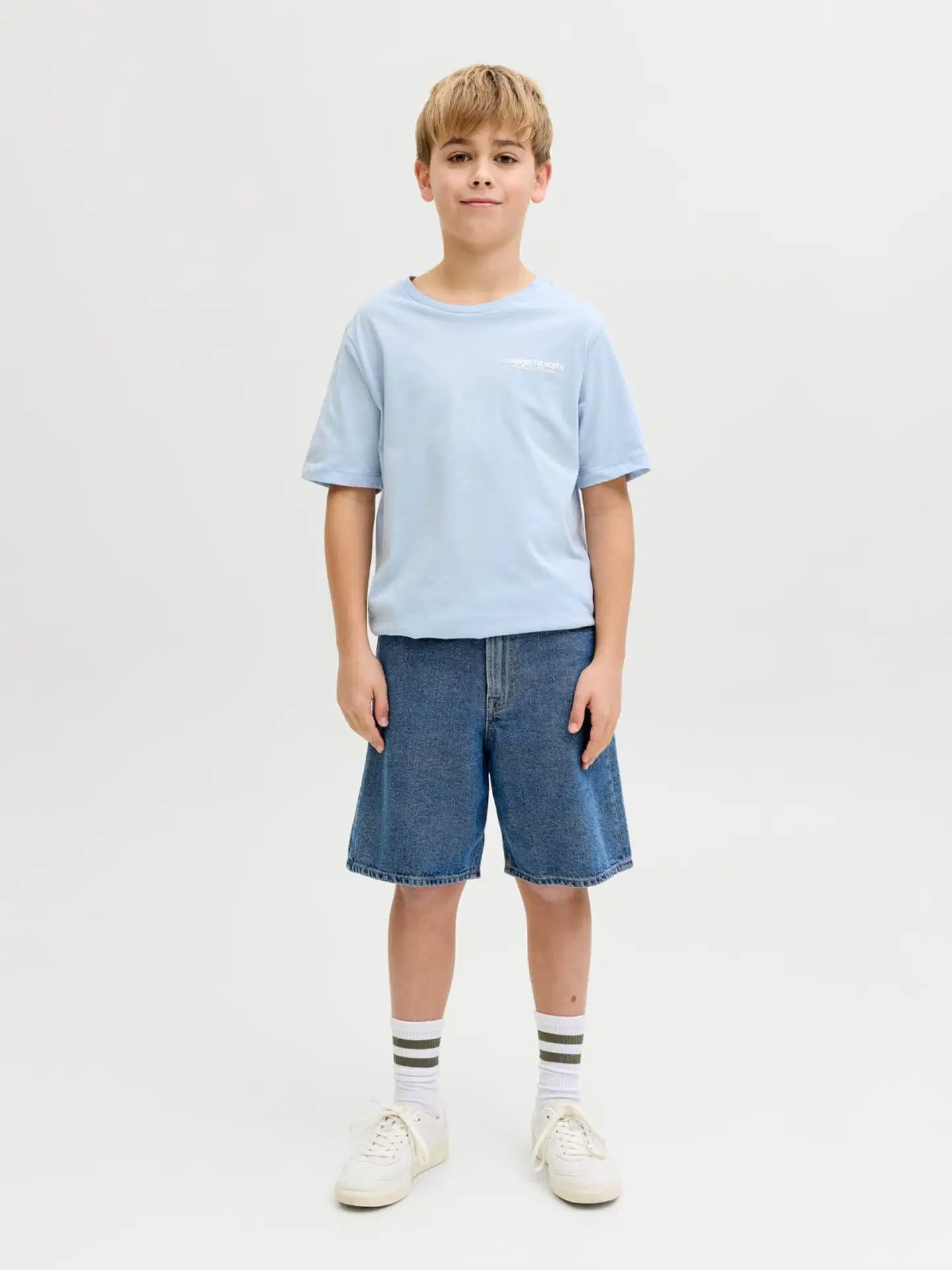JJ REBEL JUNIOR lasten farkkushortsit - Blue denim - 4