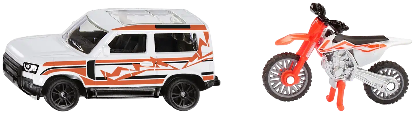 Siku Land Rover Defender ja KTM pyörä