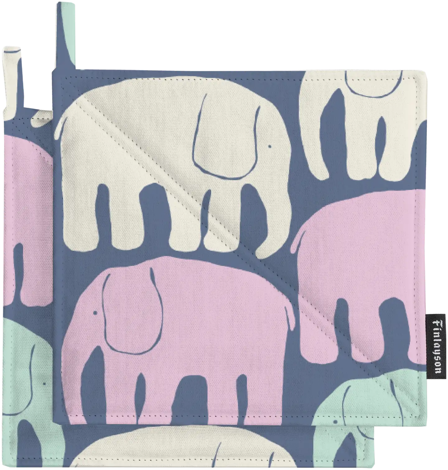 Finlayson patalappu Elefantti multi siniharm/pastelli 2kpl 22x22 - 1