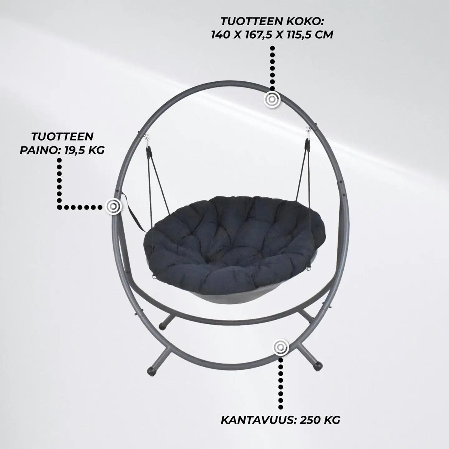 Lykke riipputuoli comfort, musta - 2