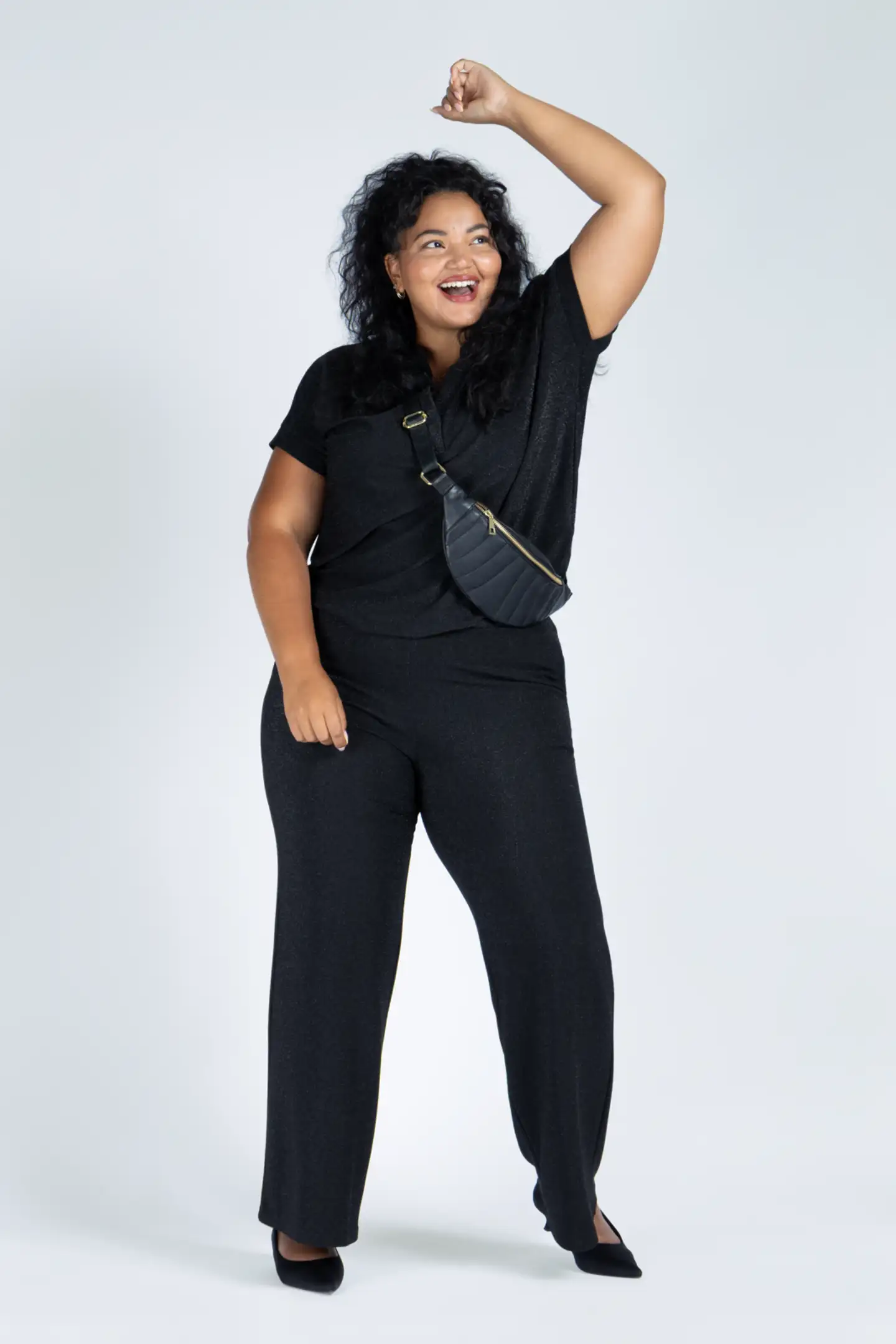 House naisten juhlahousut 222HP10730, D-mitoitus - BLACK/LUREX - 6