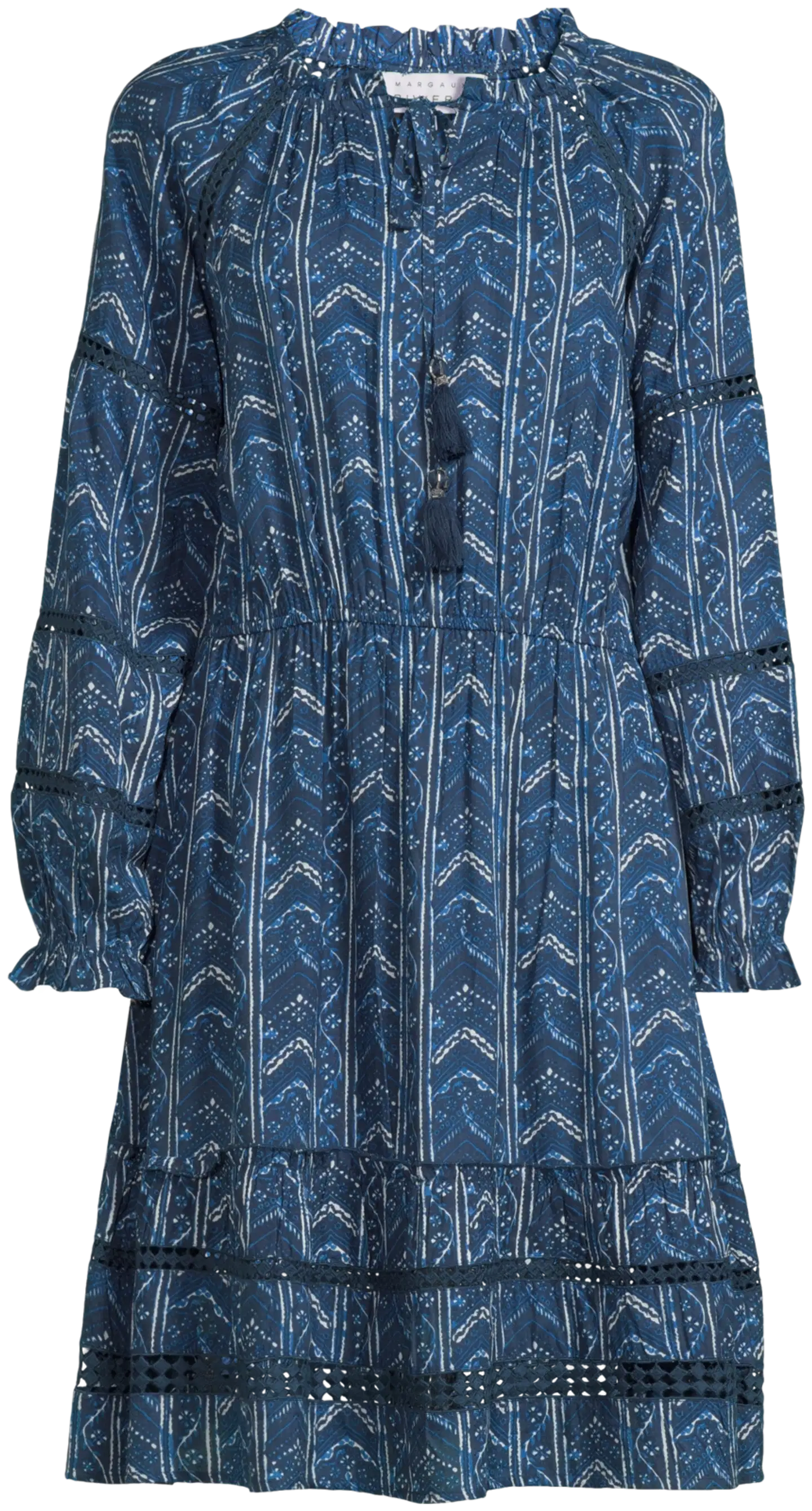 Margaux Riviera naisten lyhyt kuviollinen frillahelmainen mekko SOK-001A - BLUE - 2