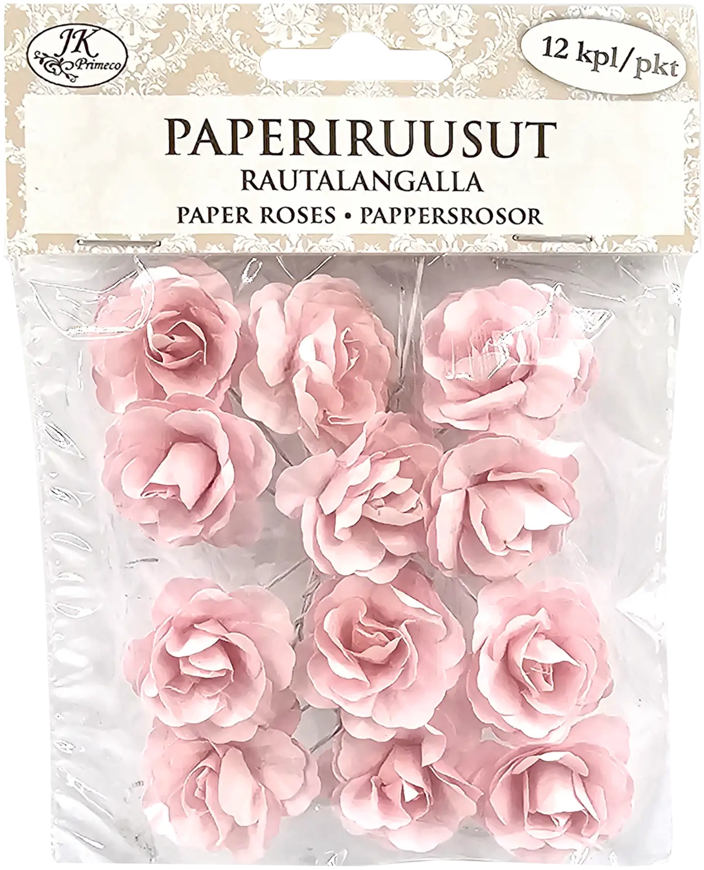 J.K. Primeco Paperiruusut iso vanha rosa 12kpl